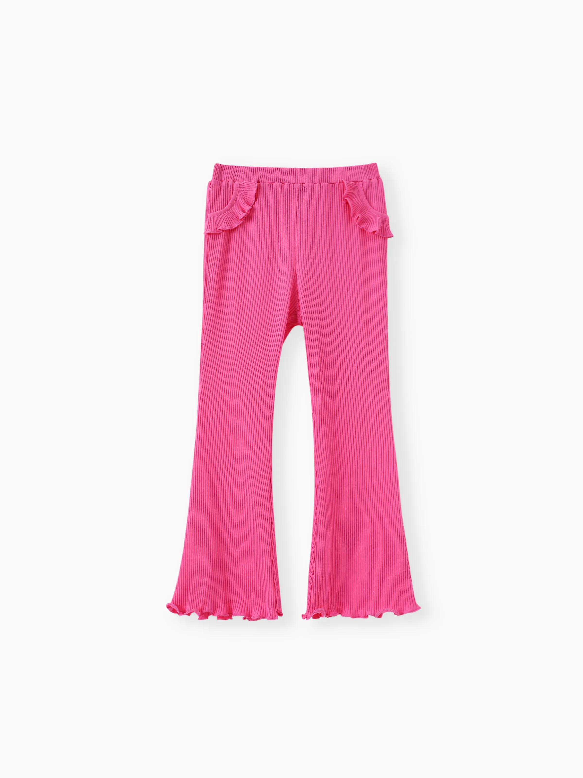 Kid Girl 2pcs Heart Print Sweatshirt and Flared Leggings Set Rose pink - Image 4