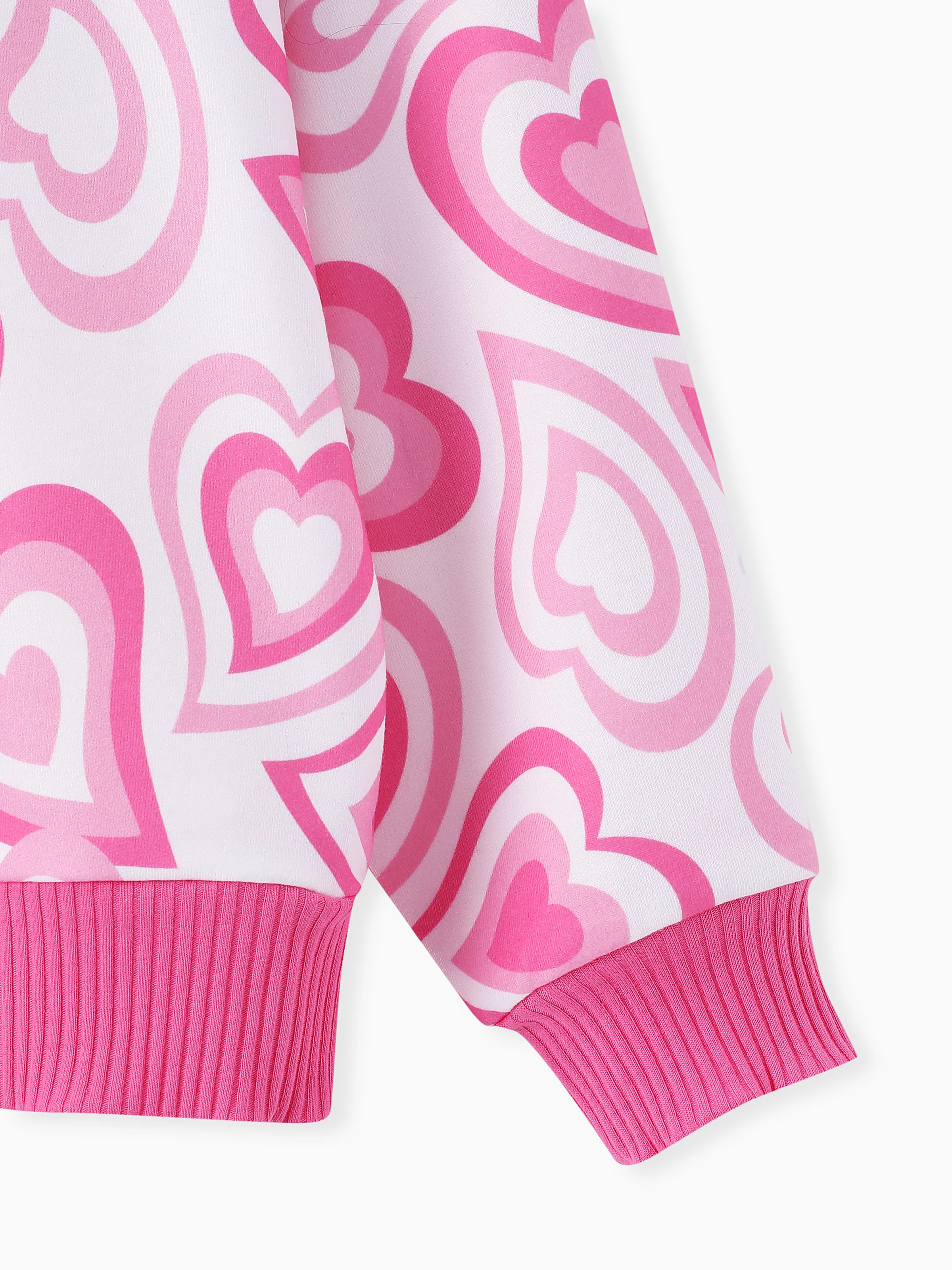 Kid Girl 2pcs Heart Print Sweatshirt and Flared Leggings Set Rose pink - Image 6