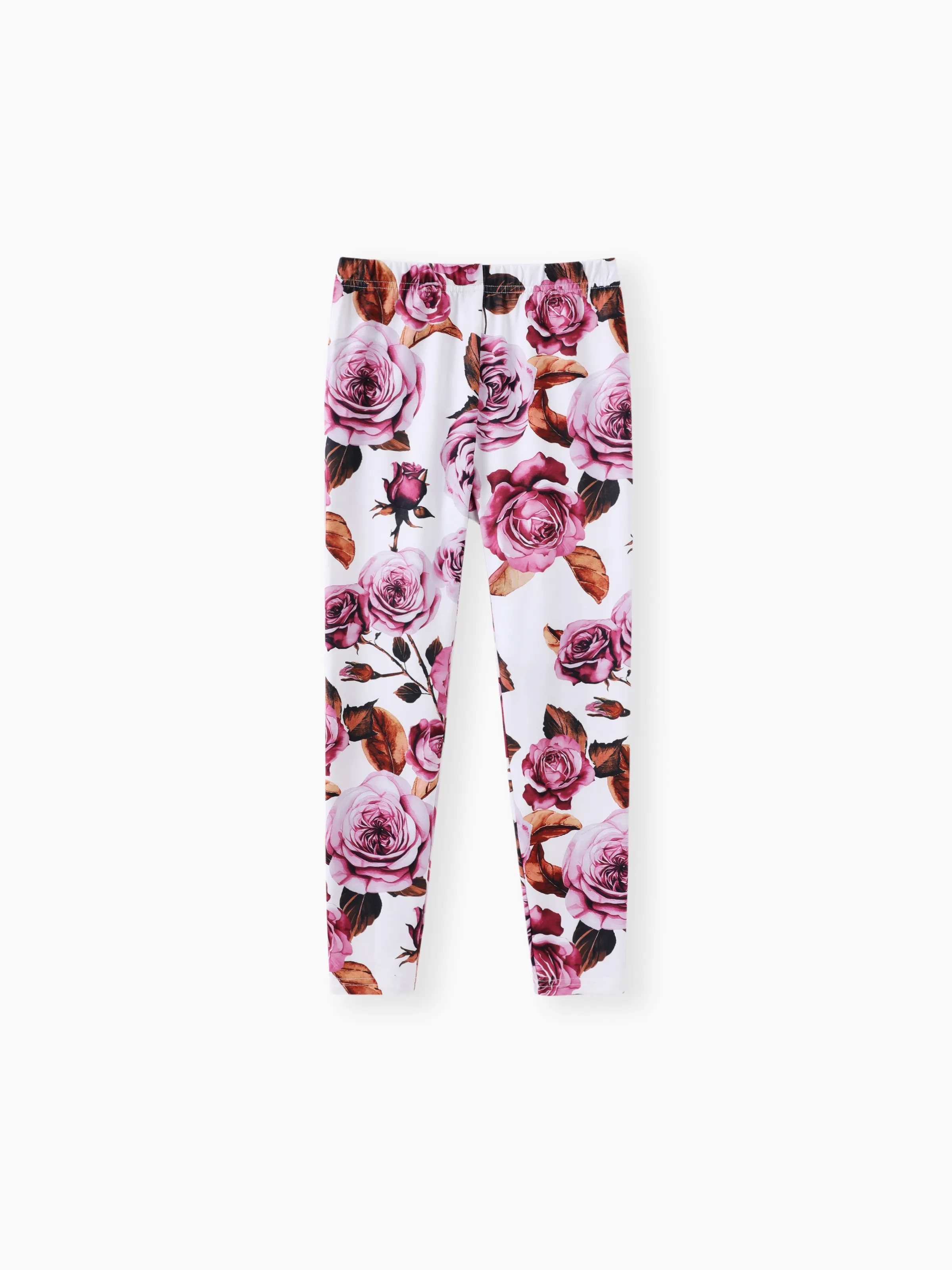 Kid Girl 2pcs Ruffled Irregular Top and Floral Print Leggings Set Roseo - Image 3