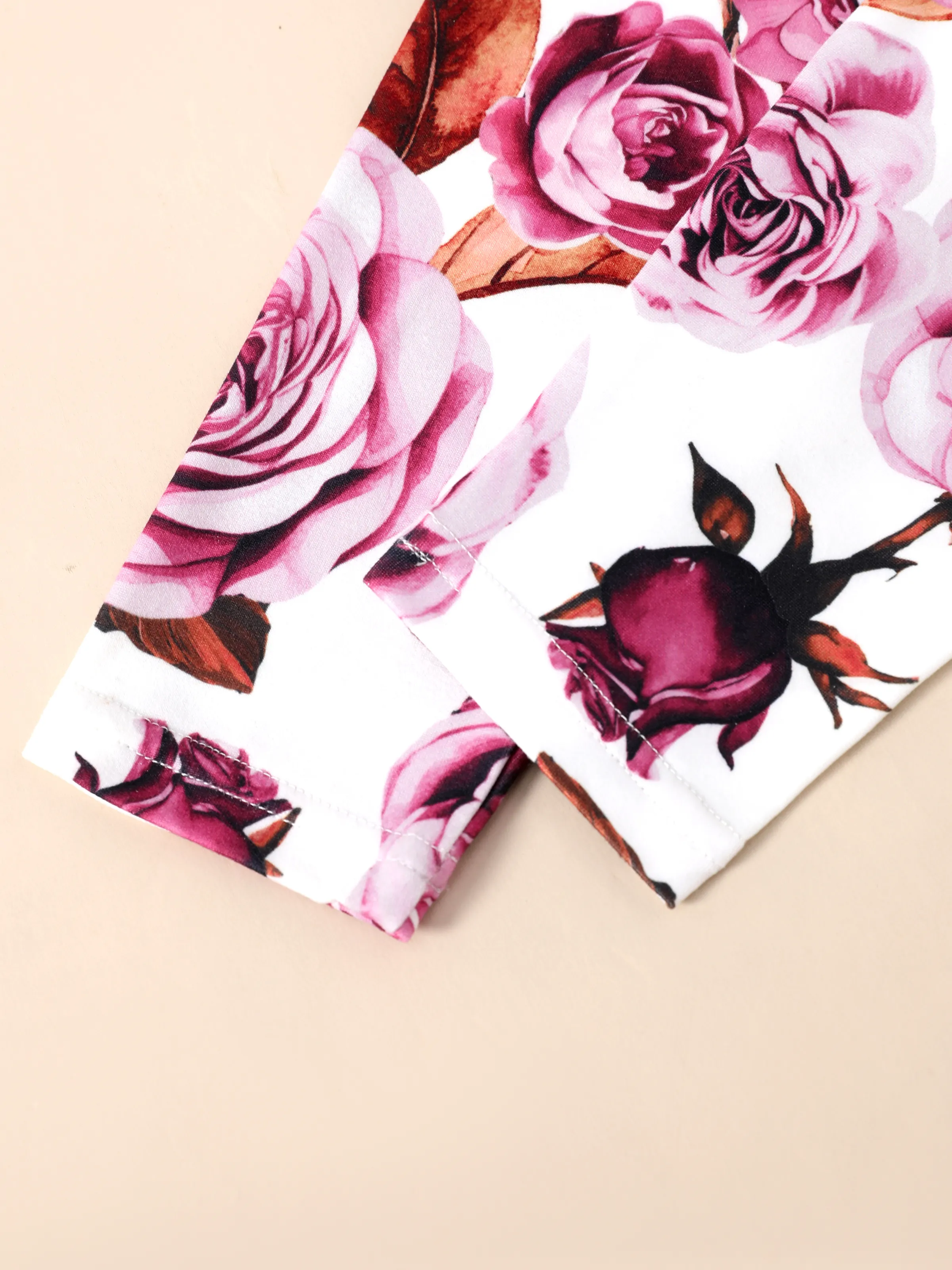 Kid Girl 2pcs Ruffled Irregular Top and Floral Print Leggings Set Roseo - Image 9