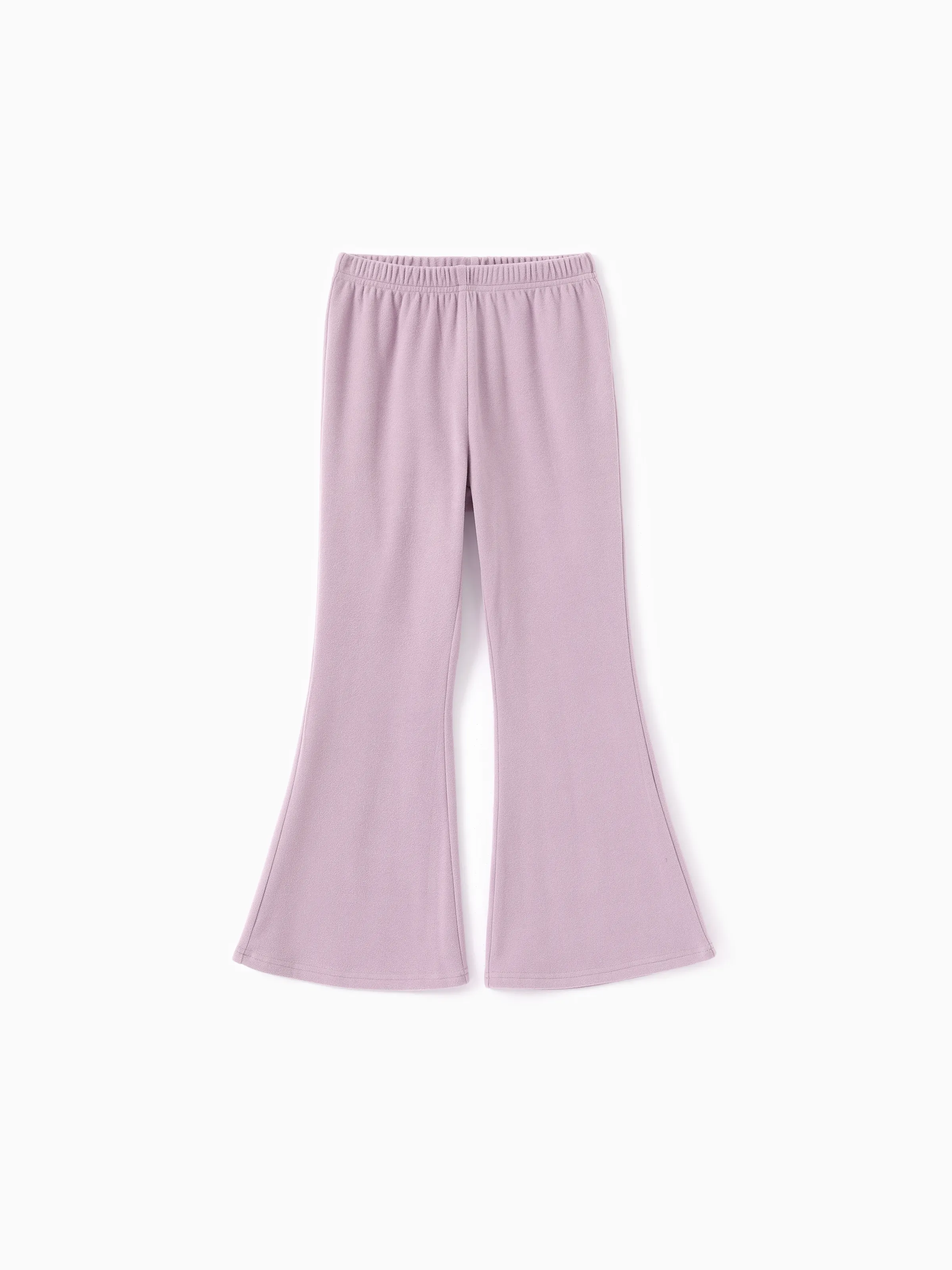 Kid Girl 2pcs Ruffled Turtleneck Tee and Flared Pants Set Purple - Image 3