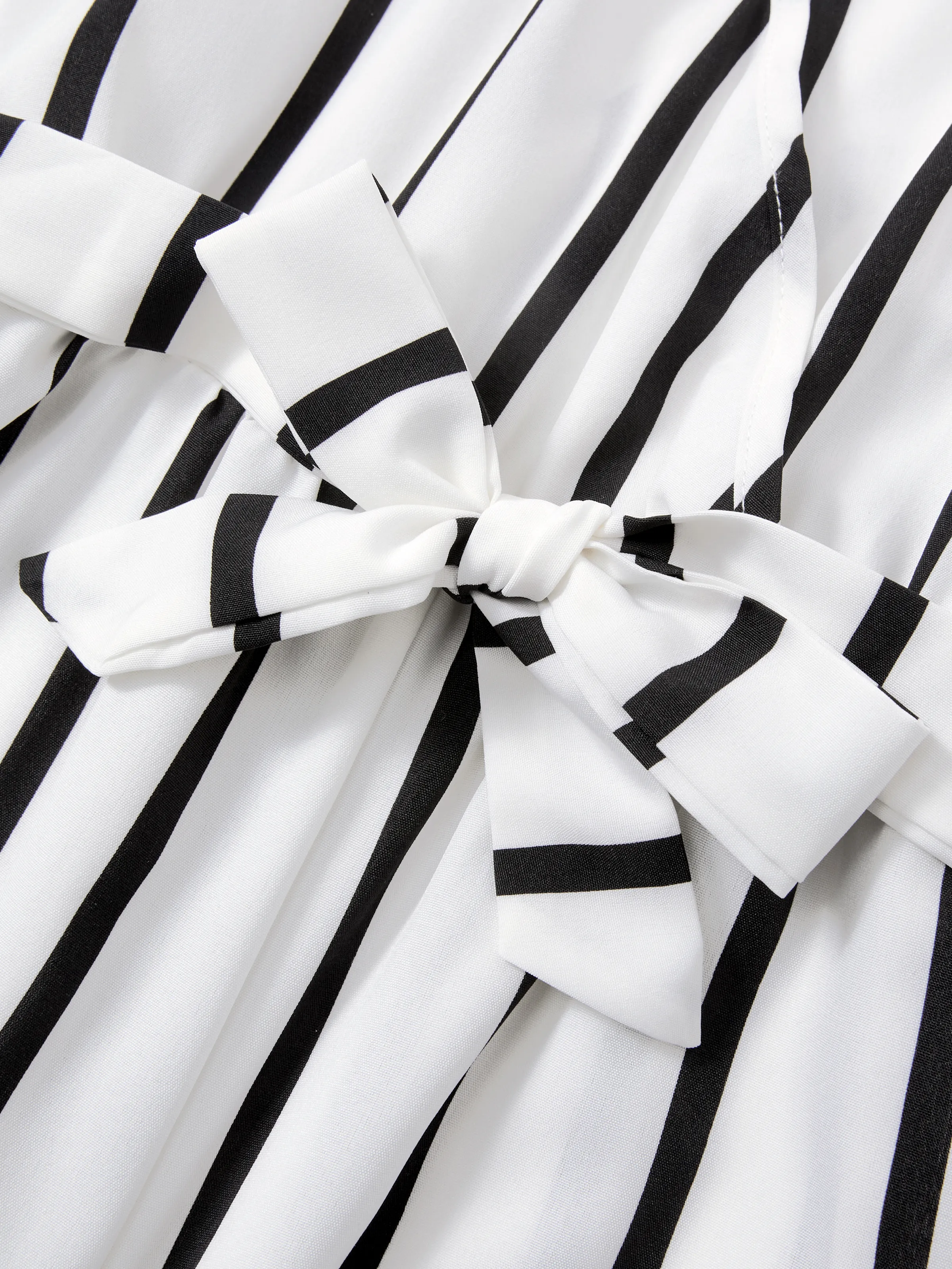 Kid Girl Stripe Surplice Neck Belted Cami Jumpsuits White - Image 4