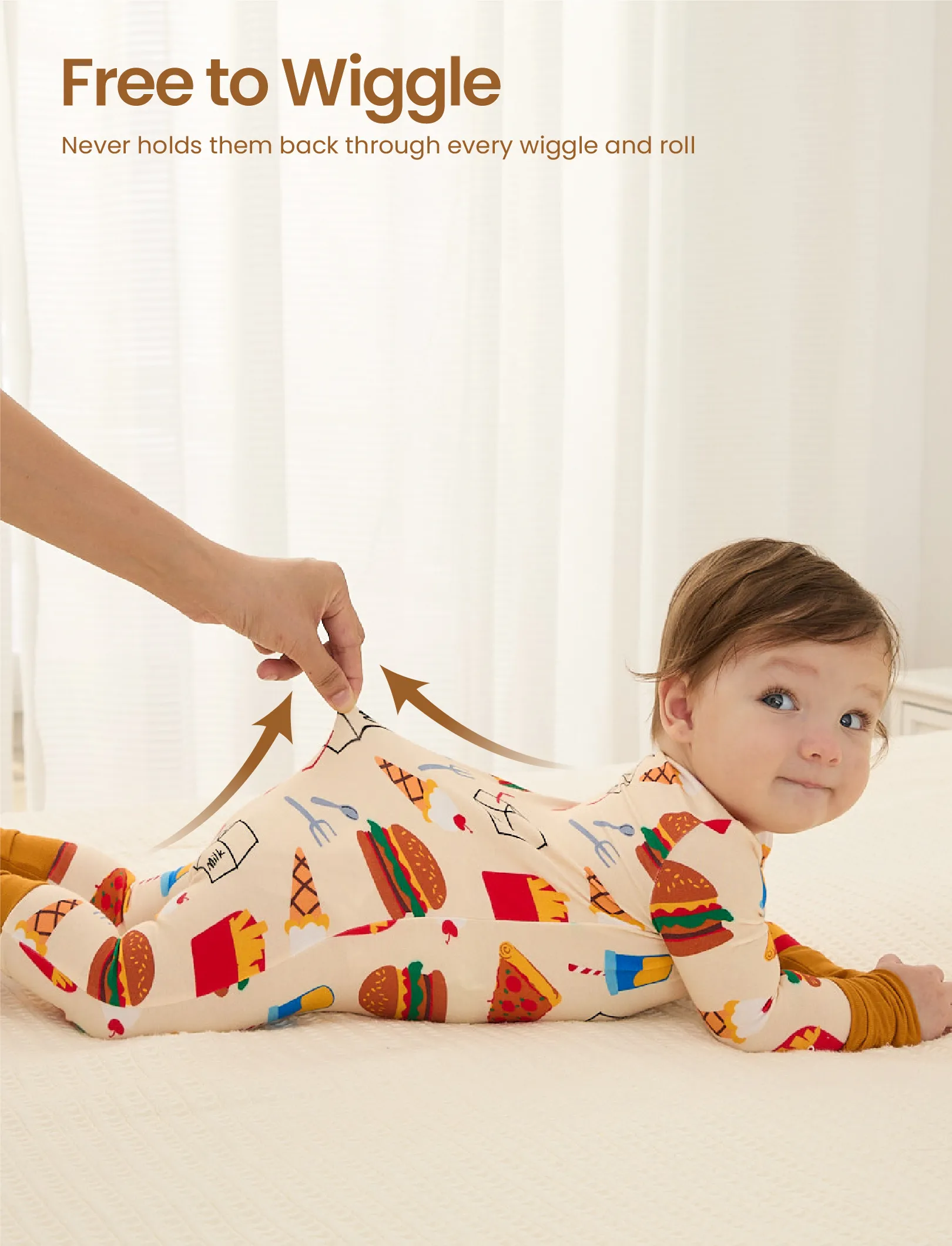 Kids Baby / Girl Bamboo Pajamas With Childlike Print (Snug-Fitting) Brown - Image 5