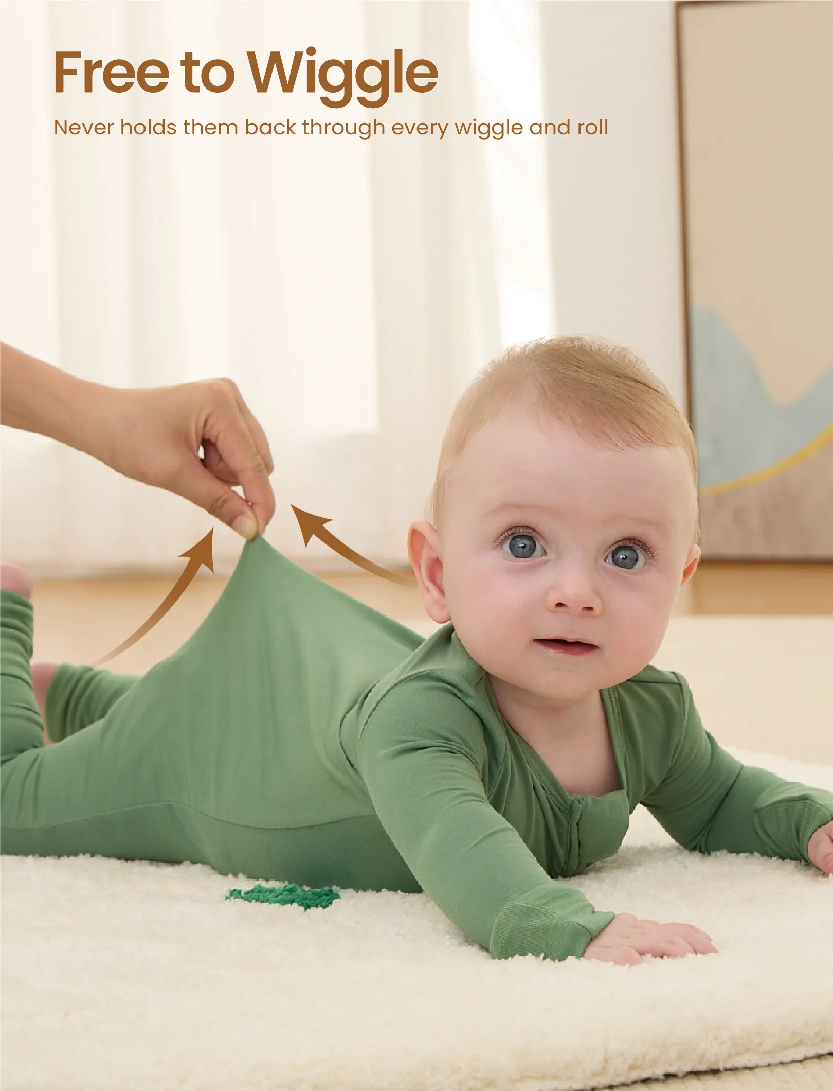 Kids Baby / Girl Bamboo Pajamas With Childlike Print (Snug-Fitting) Dark Green - Image 5