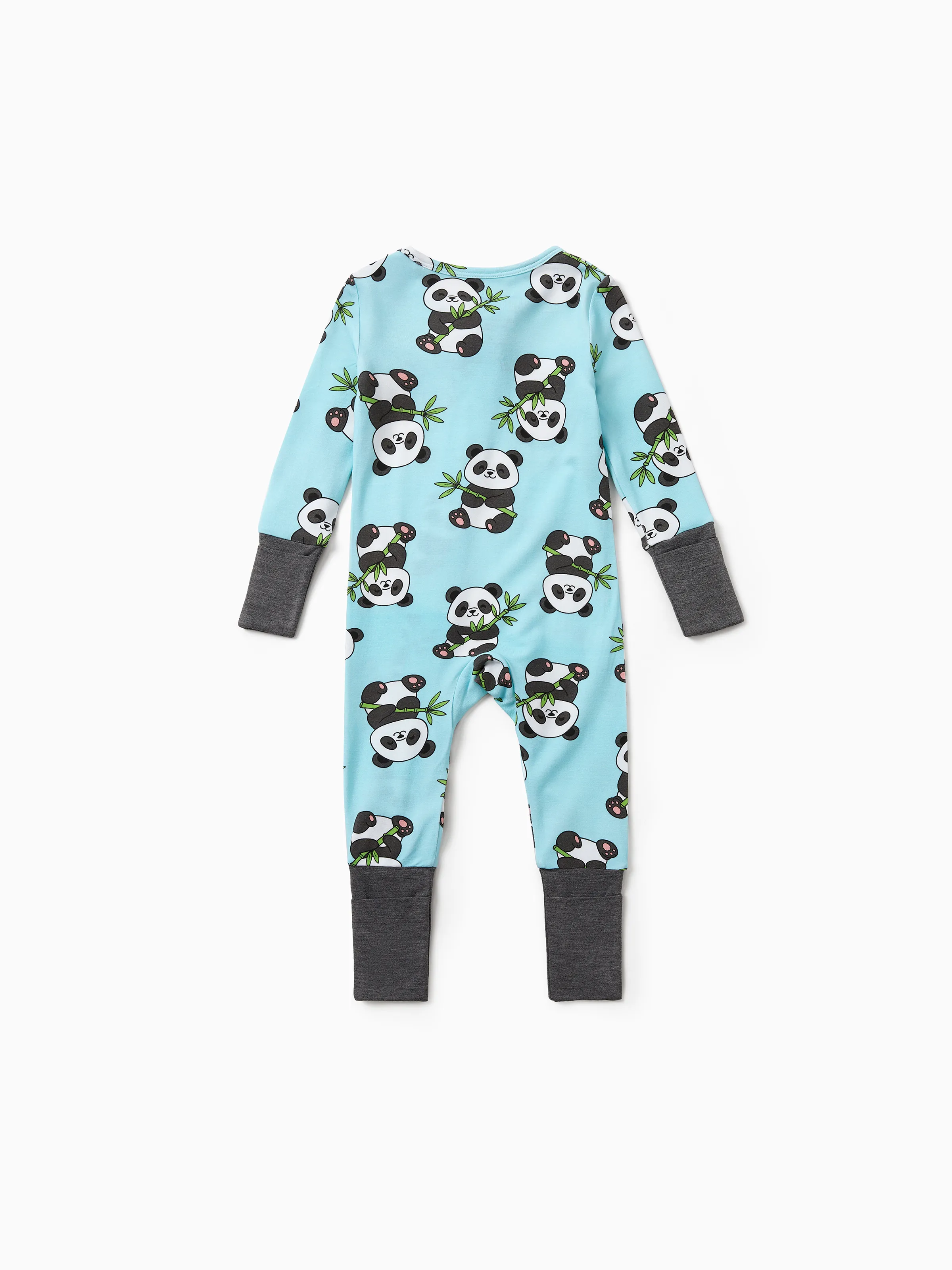 Kids Baby / Girl Bamboo Pajamas With Childlike Print (Snug-Fitting) Light Blue - Image 3