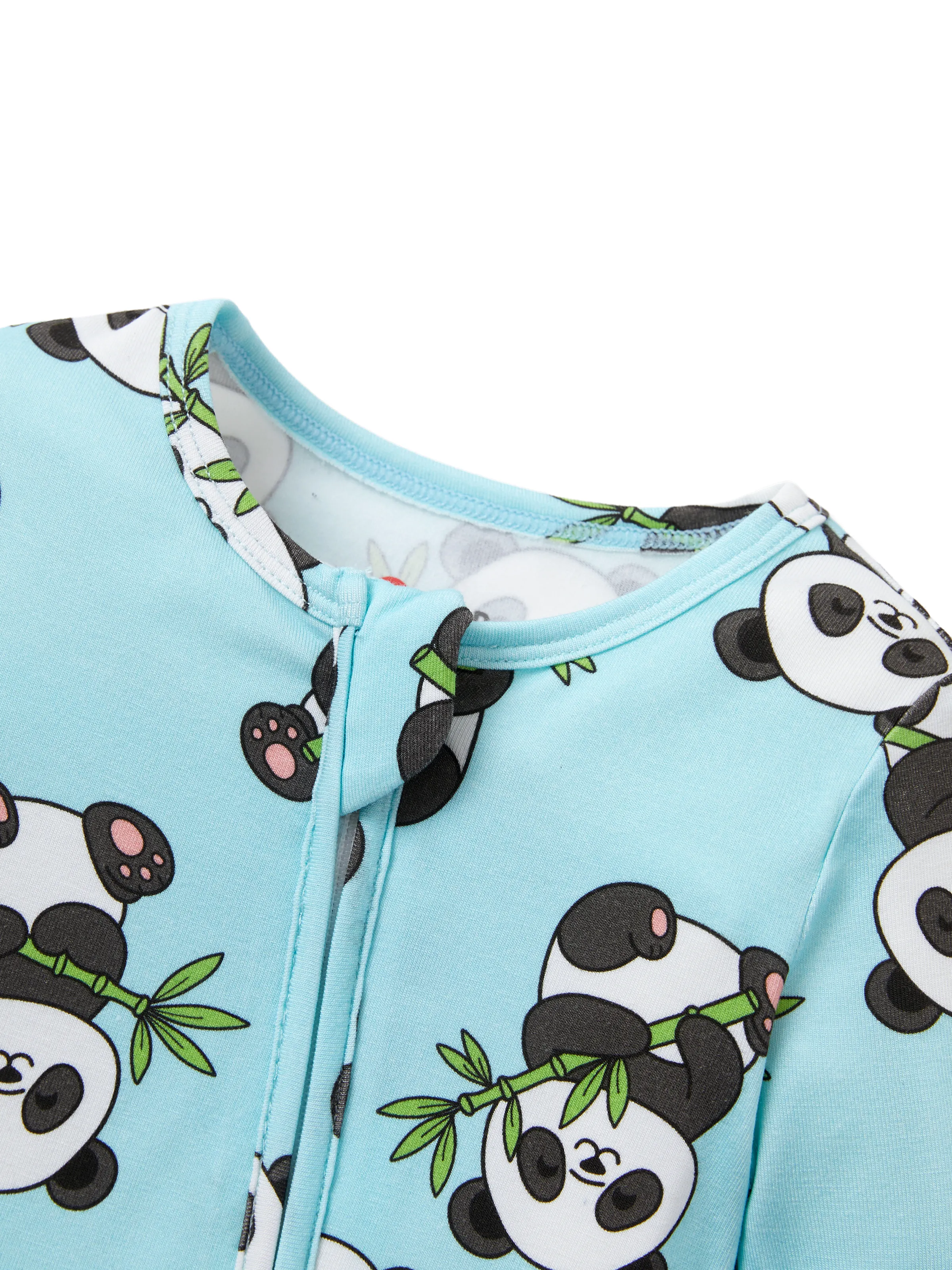 Kids Baby / Girl Bamboo Pajamas With Childlike Print (Snug-Fitting) Light Blue - Image 4
