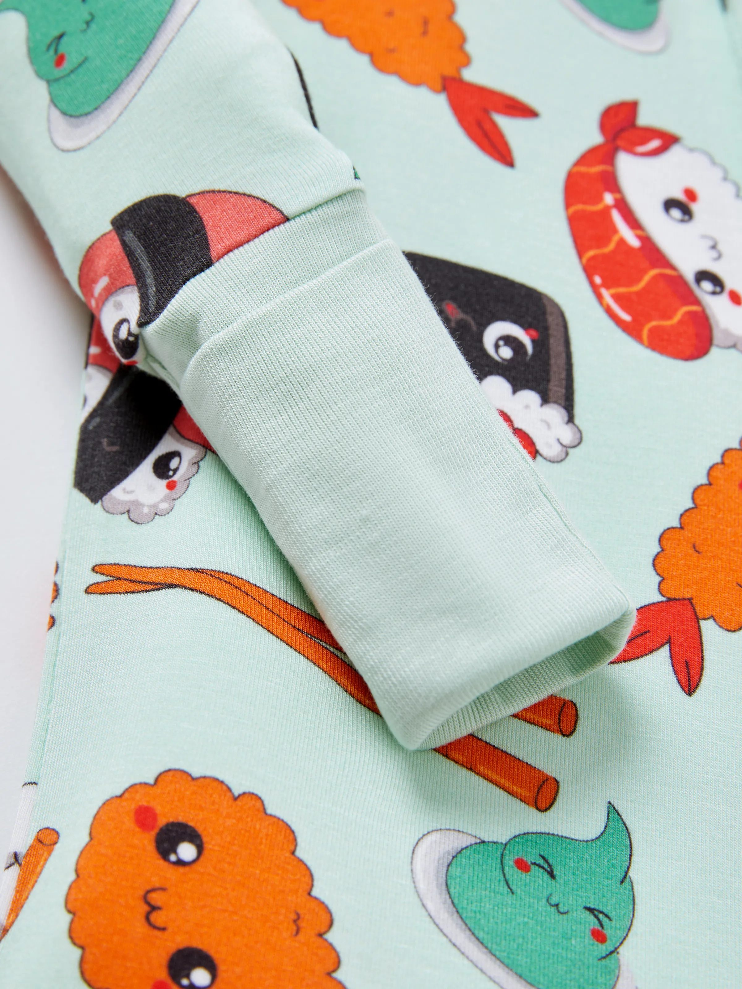 Kids Baby / Girl Bamboo Pajamas With Childlike Print (Snug-Fitting) Light Green - Image 12