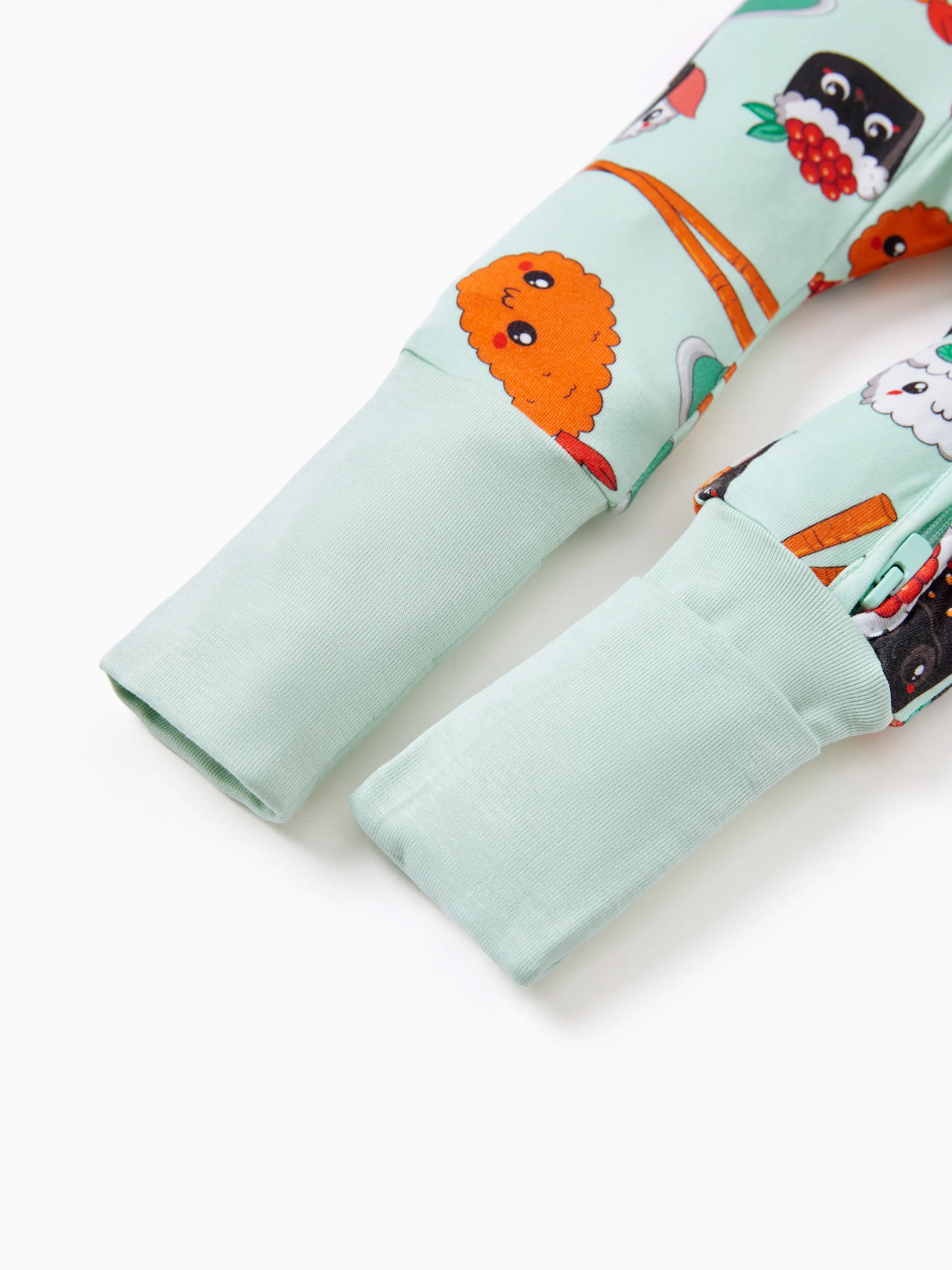 Kids Baby / Girl Bamboo Pajamas With Childlike Print (Snug-Fitting) Light Green - Image 13