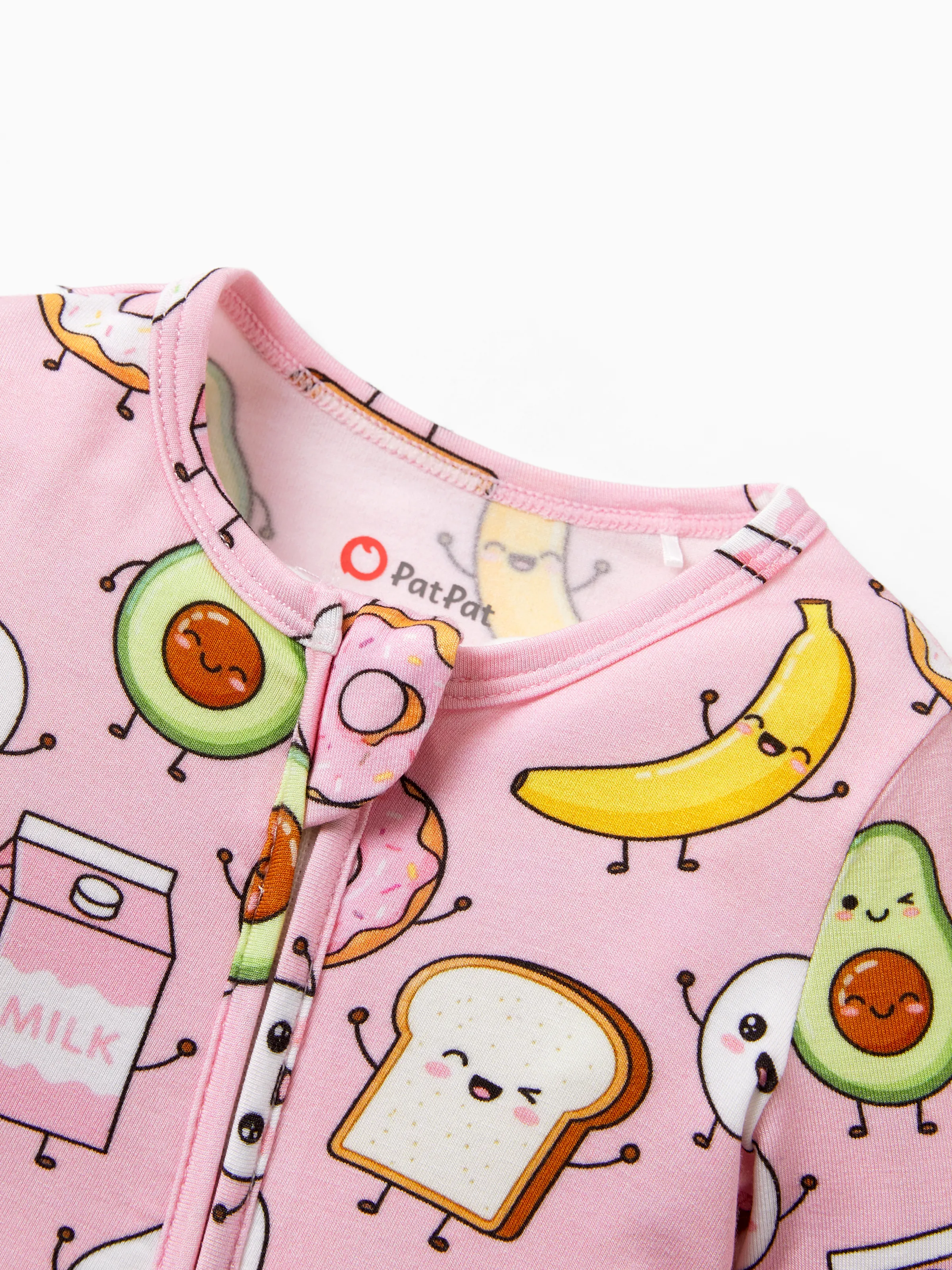 Kids Baby / Girl Bamboo Pajamas With Childlike Print (Snug-Fitting) Peach Pink - Image 5