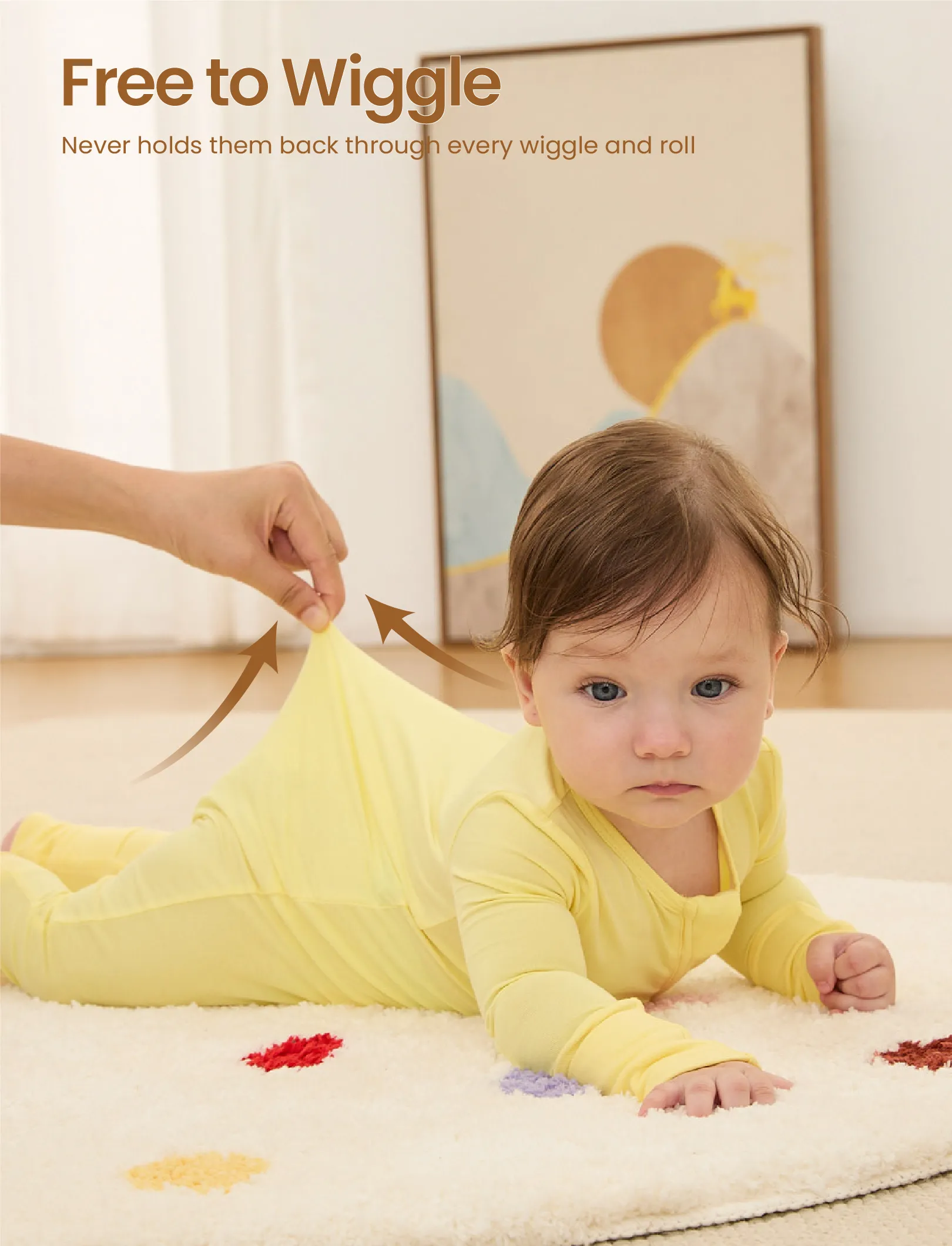 Kids Baby / Girl Bamboo Pajamas With Childlike Print (Snug-Fitting) Yellow - Image 5