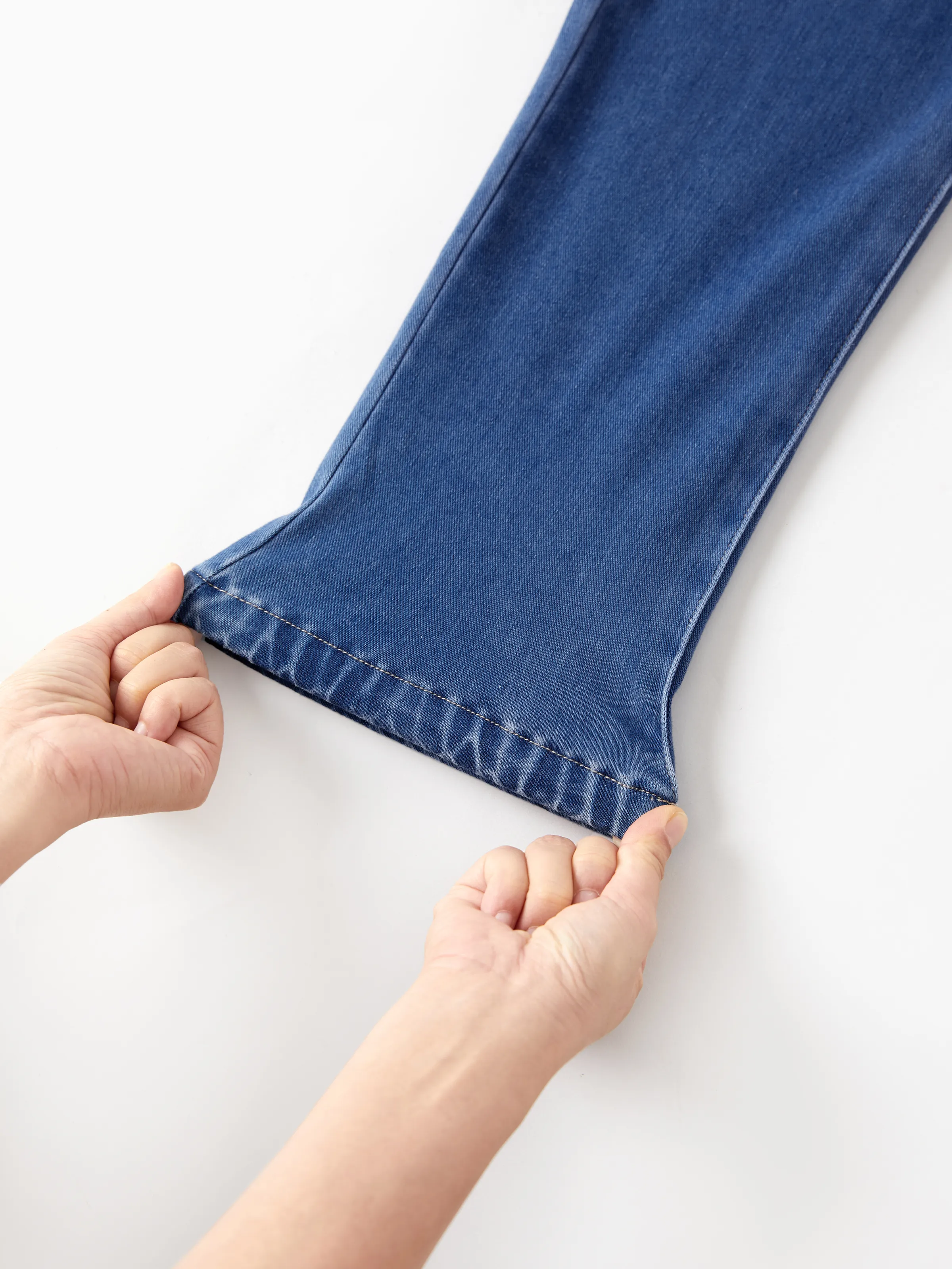 Kids Elastic Waist Denim Pants Soft Stretch Comfortable Everyday Jeans with Pockets Blue - Image 12