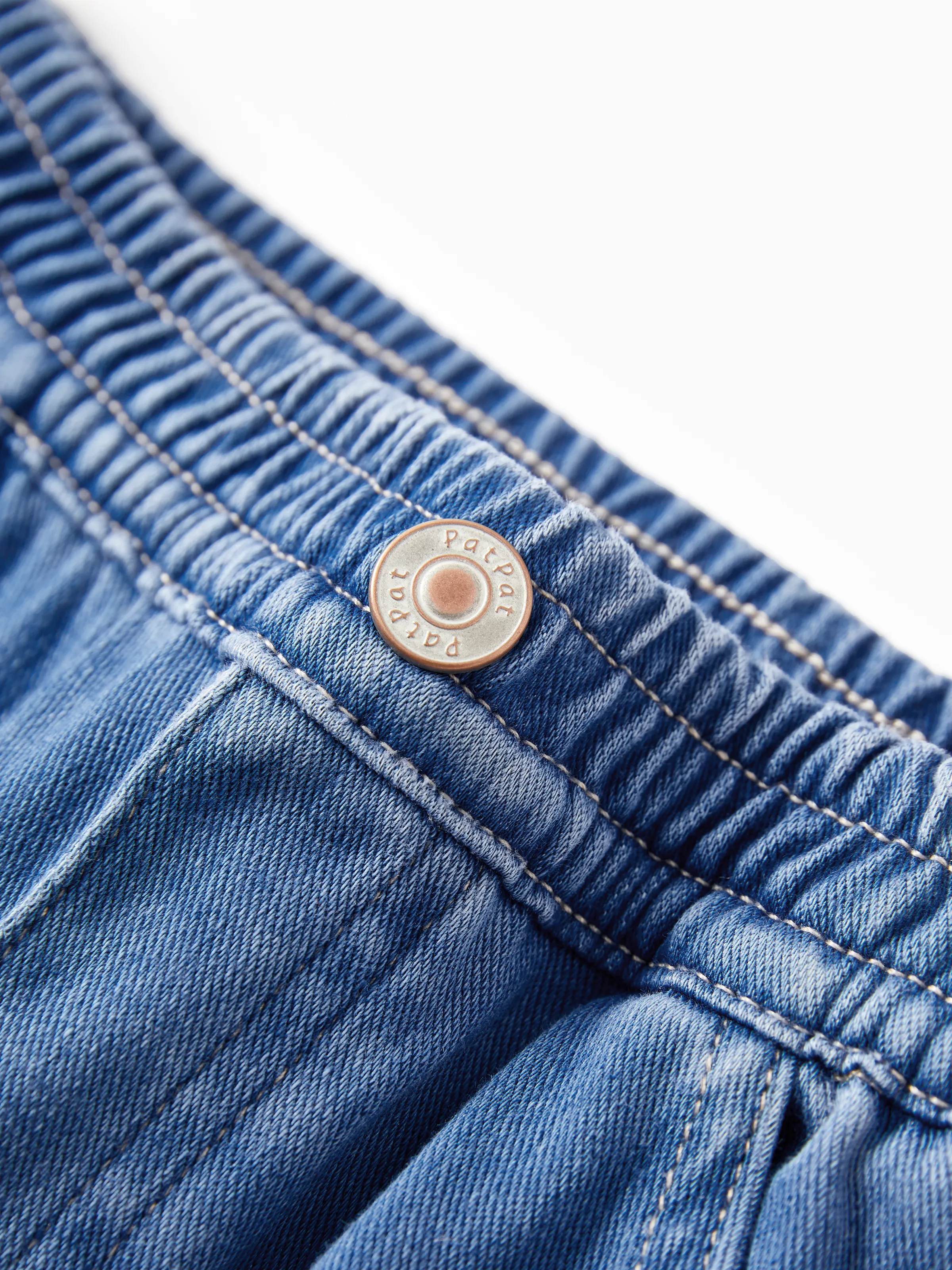 Kids Elastic Waist Denim Pants Soft Stretch Comfortable Everyday Jeans with Pockets Blue - Image 7