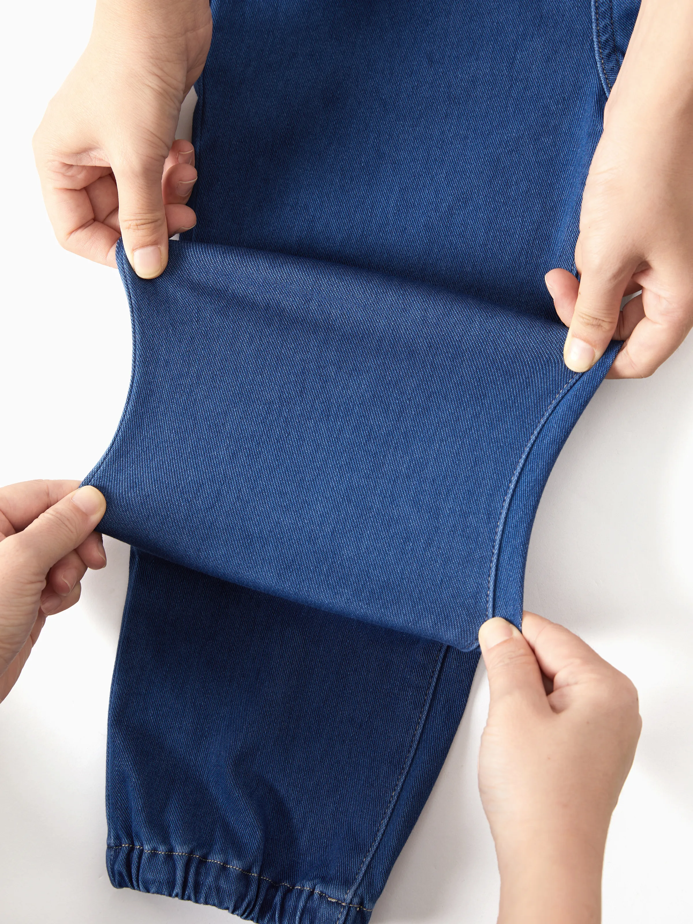 Kids Elastic Waist Denim Pants Soft Stretch Comfortable Everyday Jeans with Pockets Deep Blue - Image 13