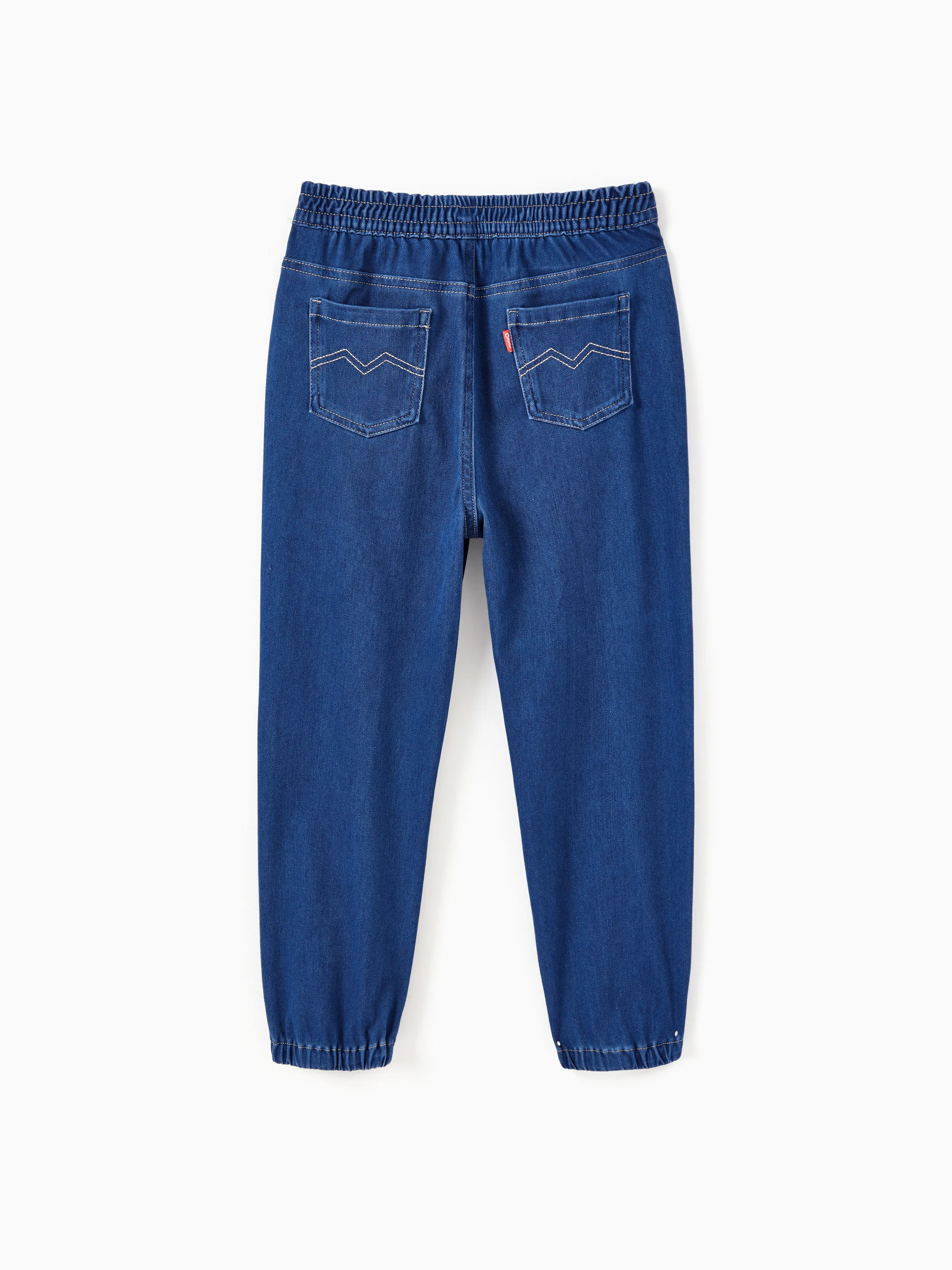 Kids Elastic Waist Denim Pants Soft Stretch Comfortable Everyday Jeans with Pockets Deep Blue - Image 8