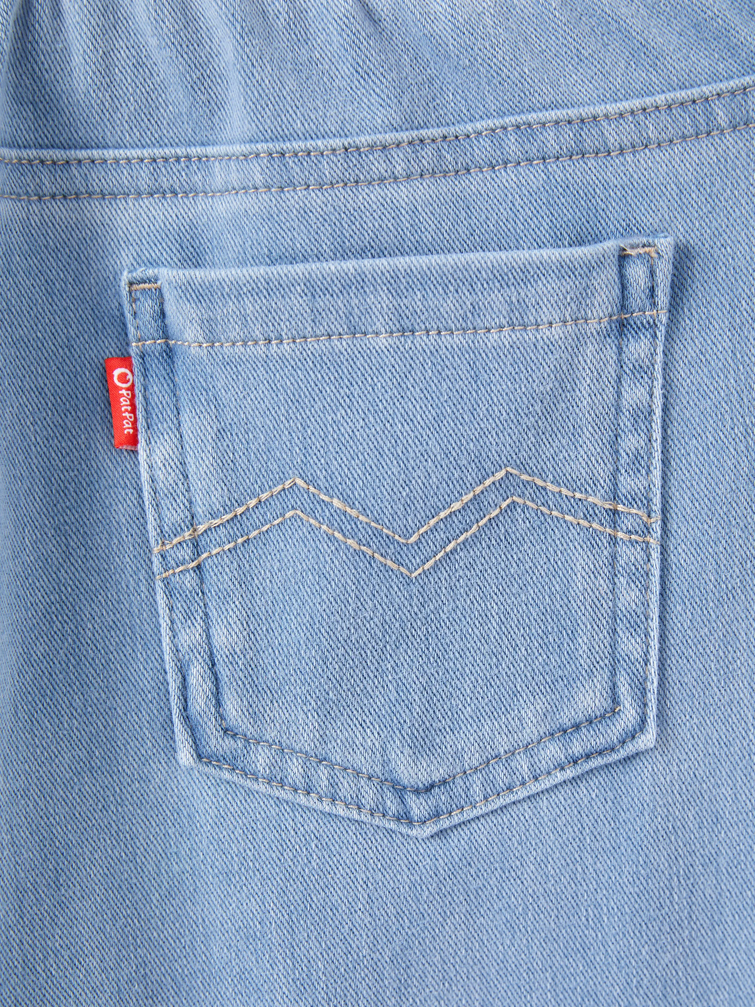 Kids Elastic Waist Denim Pants Soft Stretch Comfortable Everyday Jeans with Pockets Light Blue - Image 10