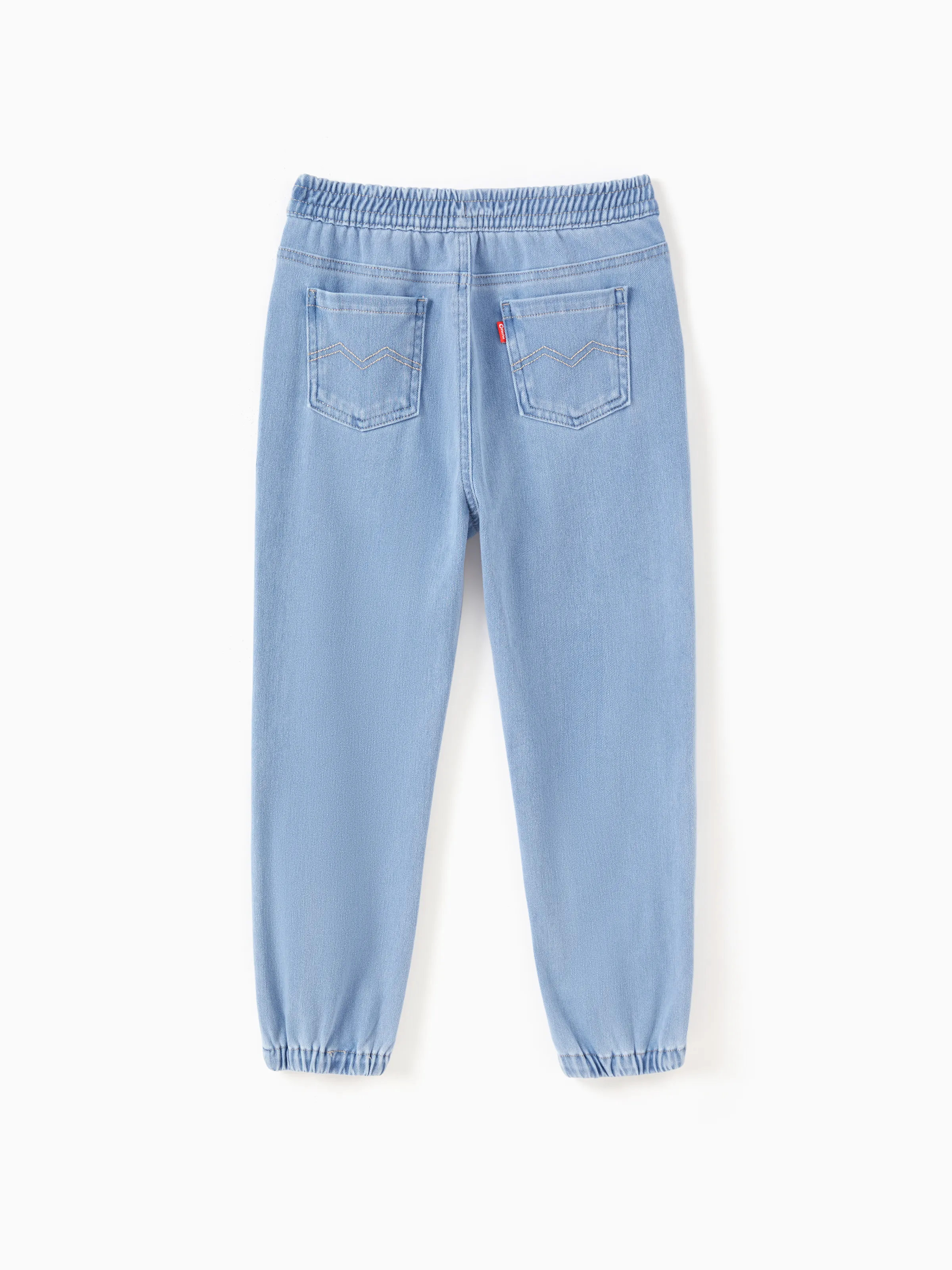 Kids Elastic Waist Denim Pants Soft Stretch Comfortable Everyday Jeans with Pockets Light Blue - Image 6
