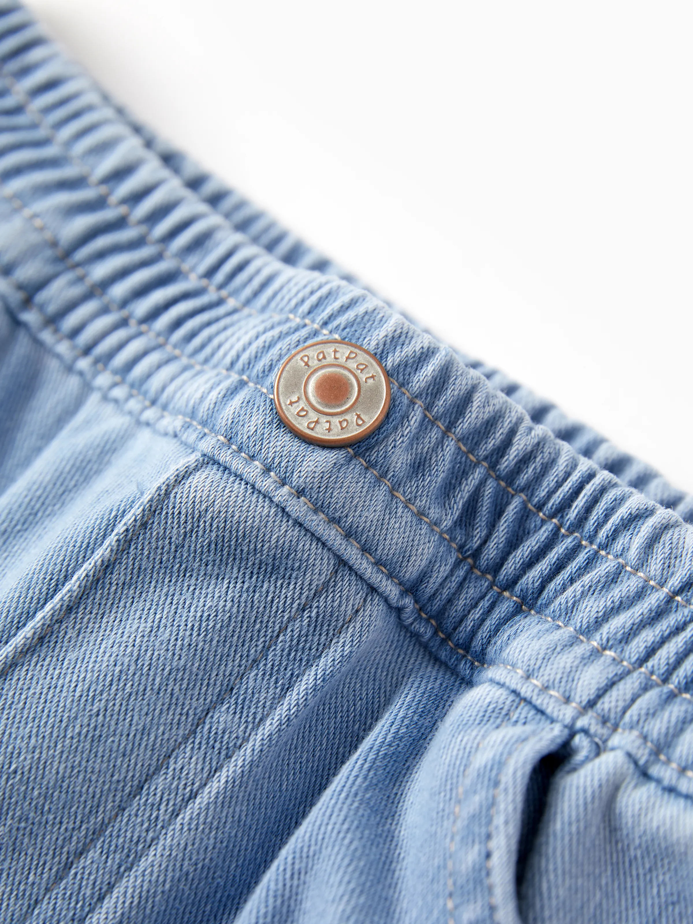 Kids Elastic Waist Denim Pants Soft Stretch Comfortable Everyday Jeans with Pockets Light Blue - Image 8