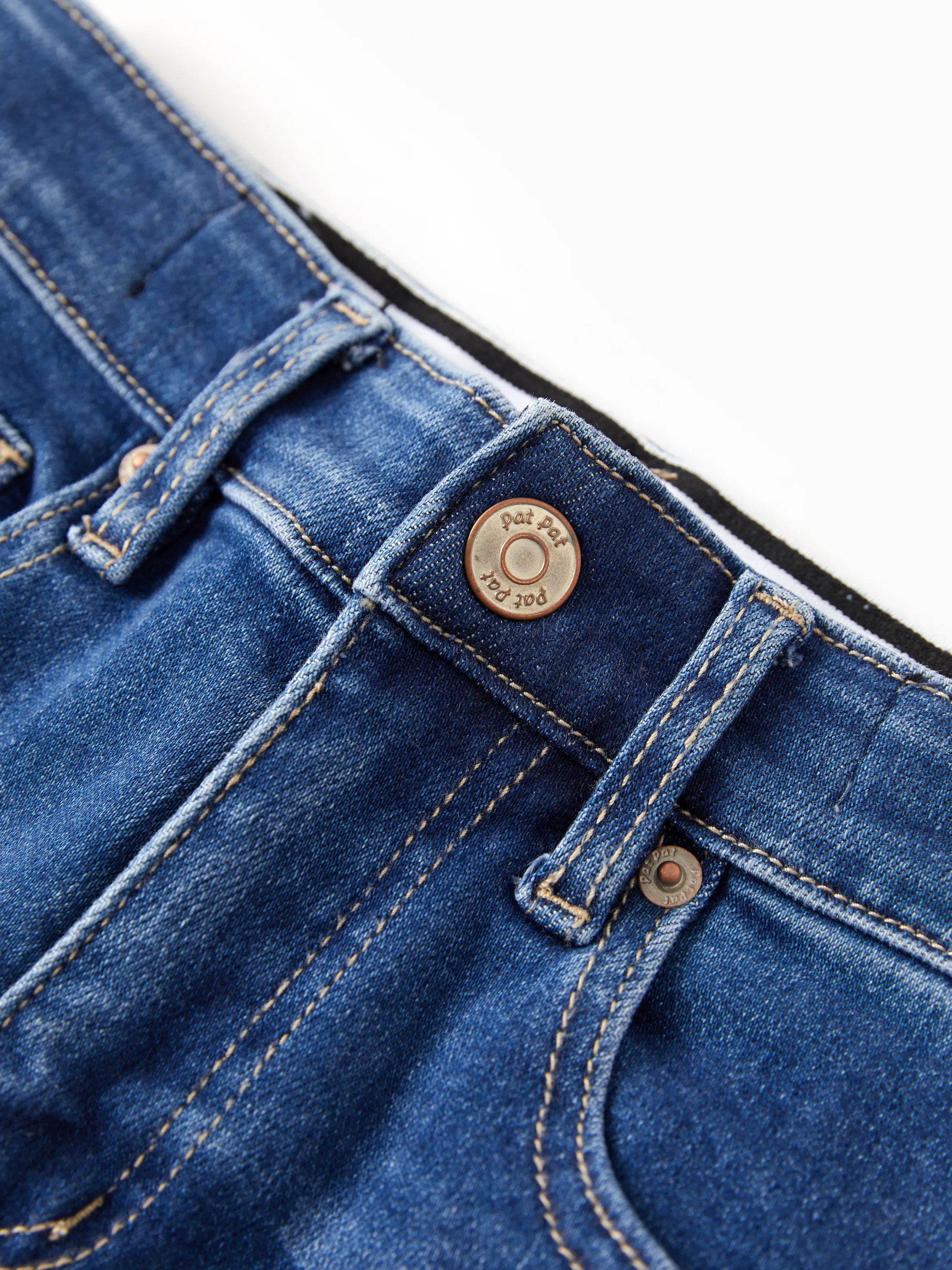 Kids Pull On Elastic Waist Denim Jeans Soft Stretch Comfortable Everyday Pants with Pockets Blue - Image 11