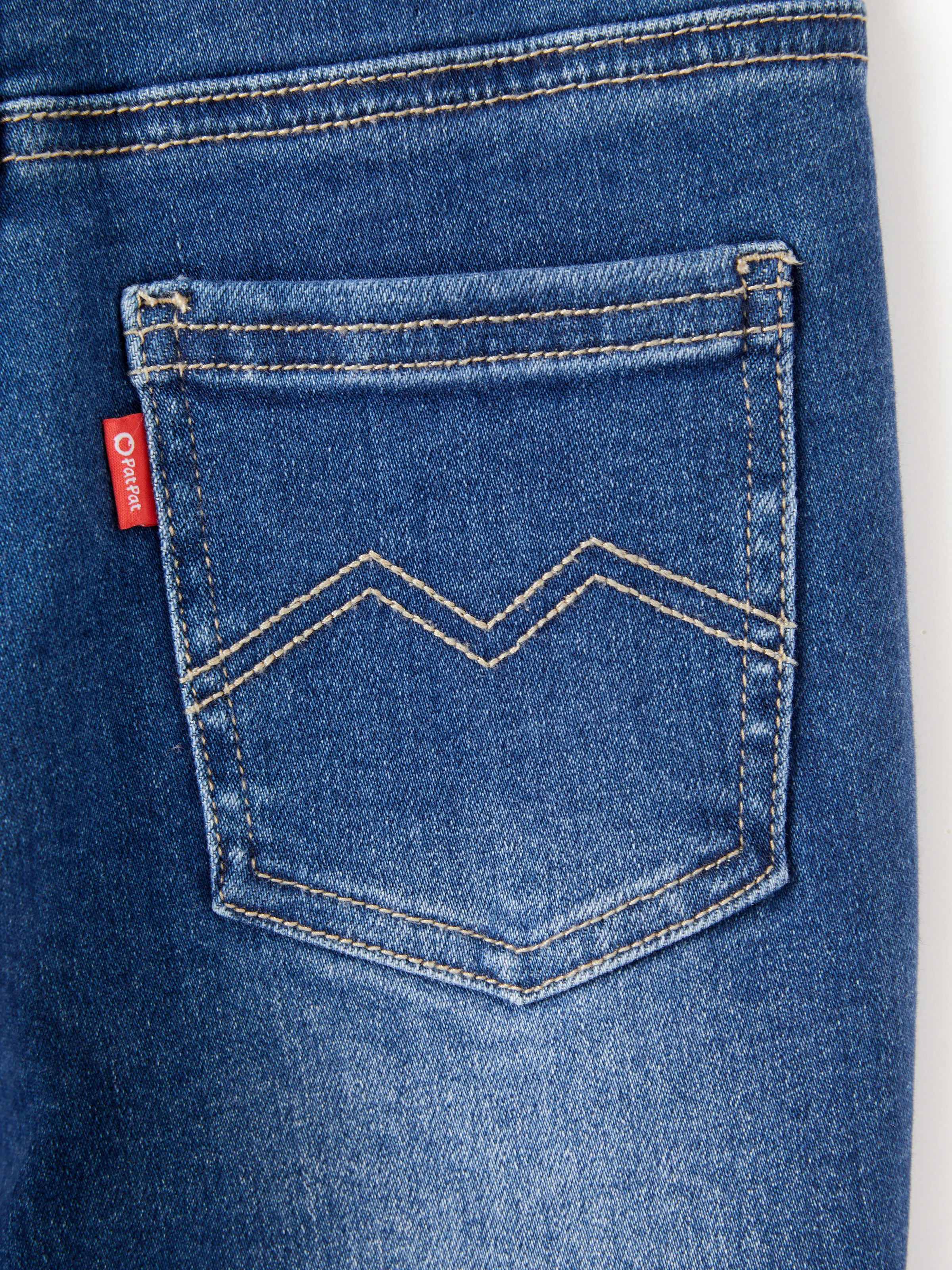 Kids Pull On Elastic Waist Denim Jeans Soft Stretch Comfortable Everyday Pants with Pockets Blue - Image 13