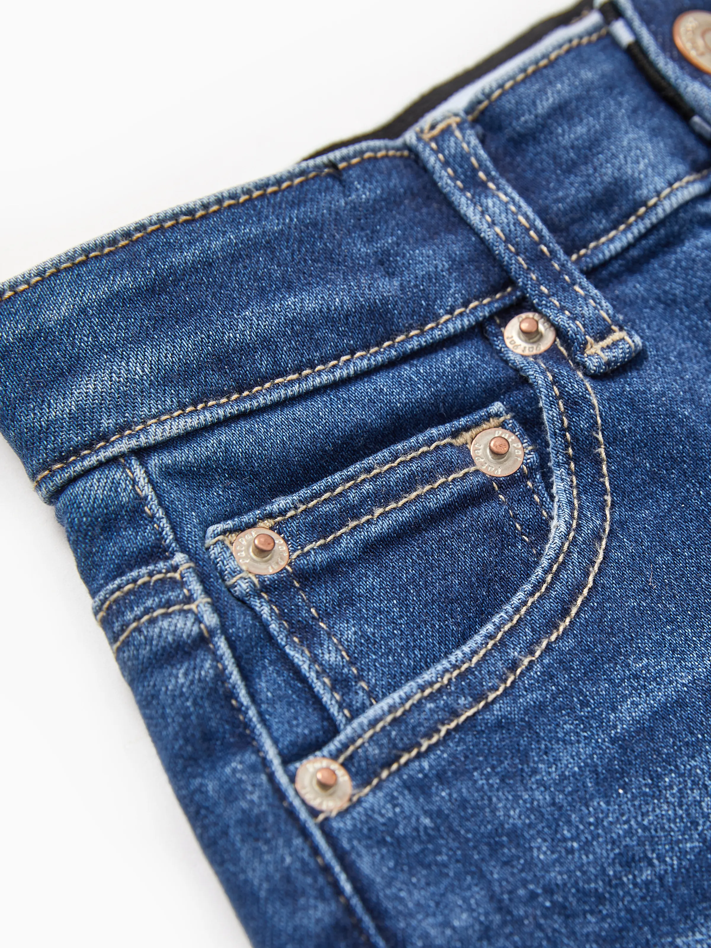 Kids Pull On Elastic Waist Denim Jeans Soft Stretch Comfortable Everyday Pants with Pockets Deep Blue - Image 12