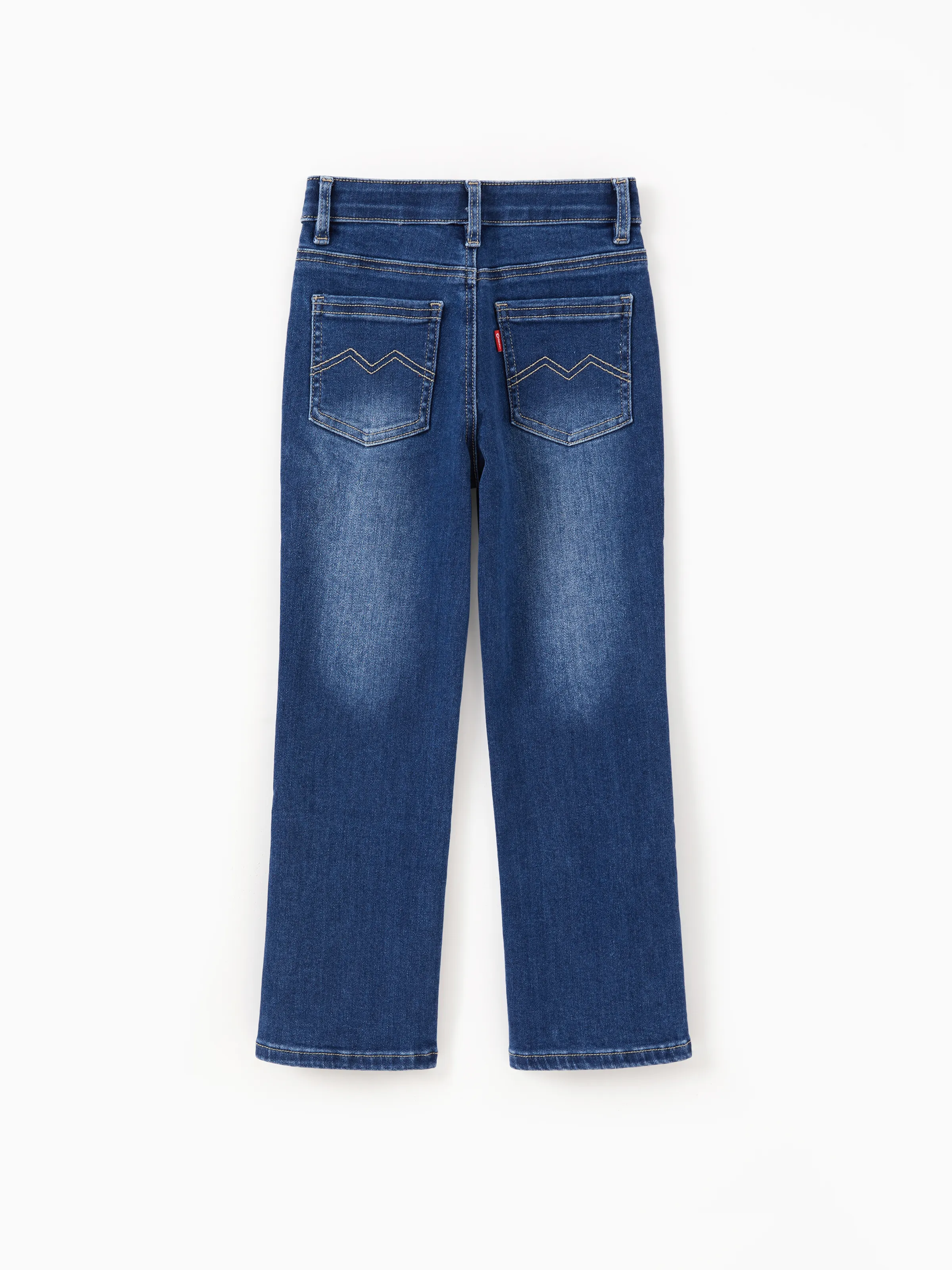 Kids Pull On Elastic Waist Denim Jeans Soft Stretch Comfortable Everyday Pants with Pockets Deep Blue - Image 8