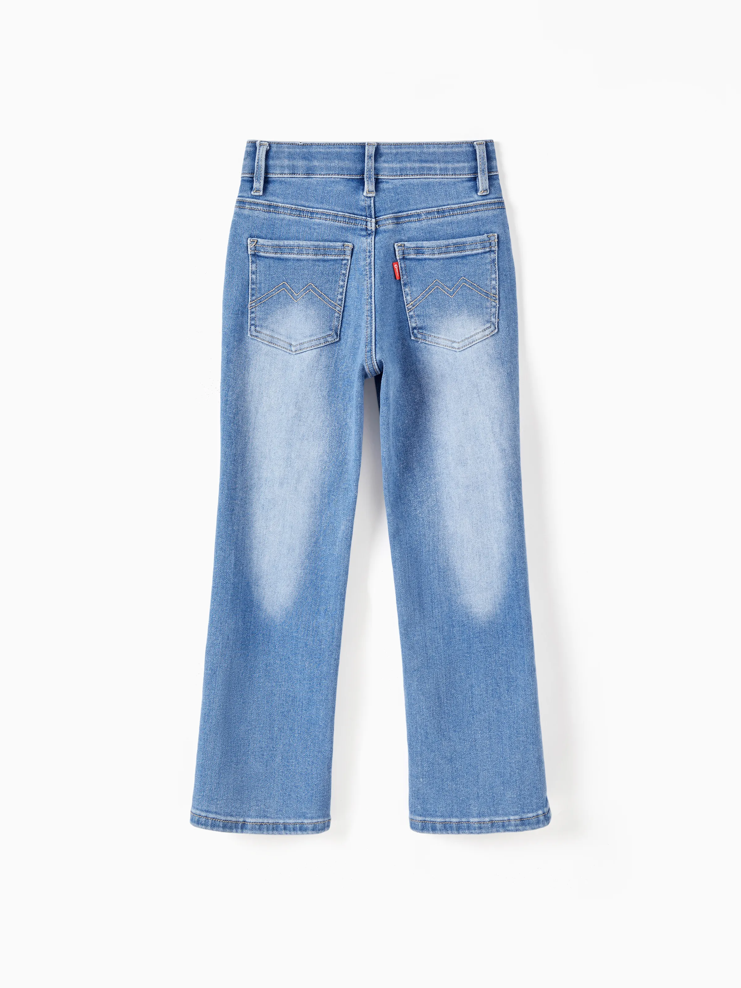 Kids Pull On Elastic Waist Denim Jeans Soft Stretch Comfortable Everyday Pants with Pockets Light Blue - Image 7