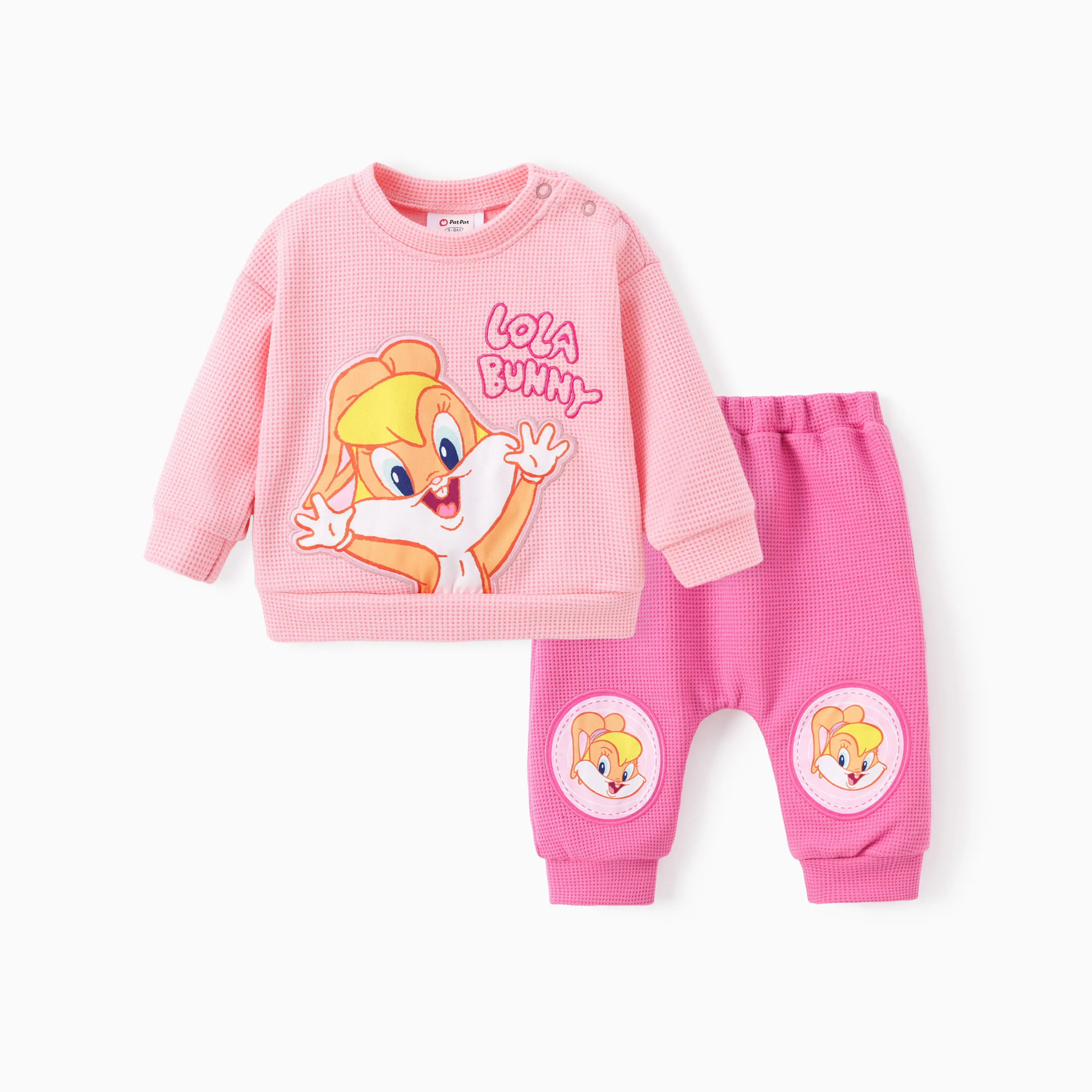 Looney Tunes Baby Girl 2pcs Character Embroidered Long-sleeve Knitted Top And Pants Set Pink - Image 9