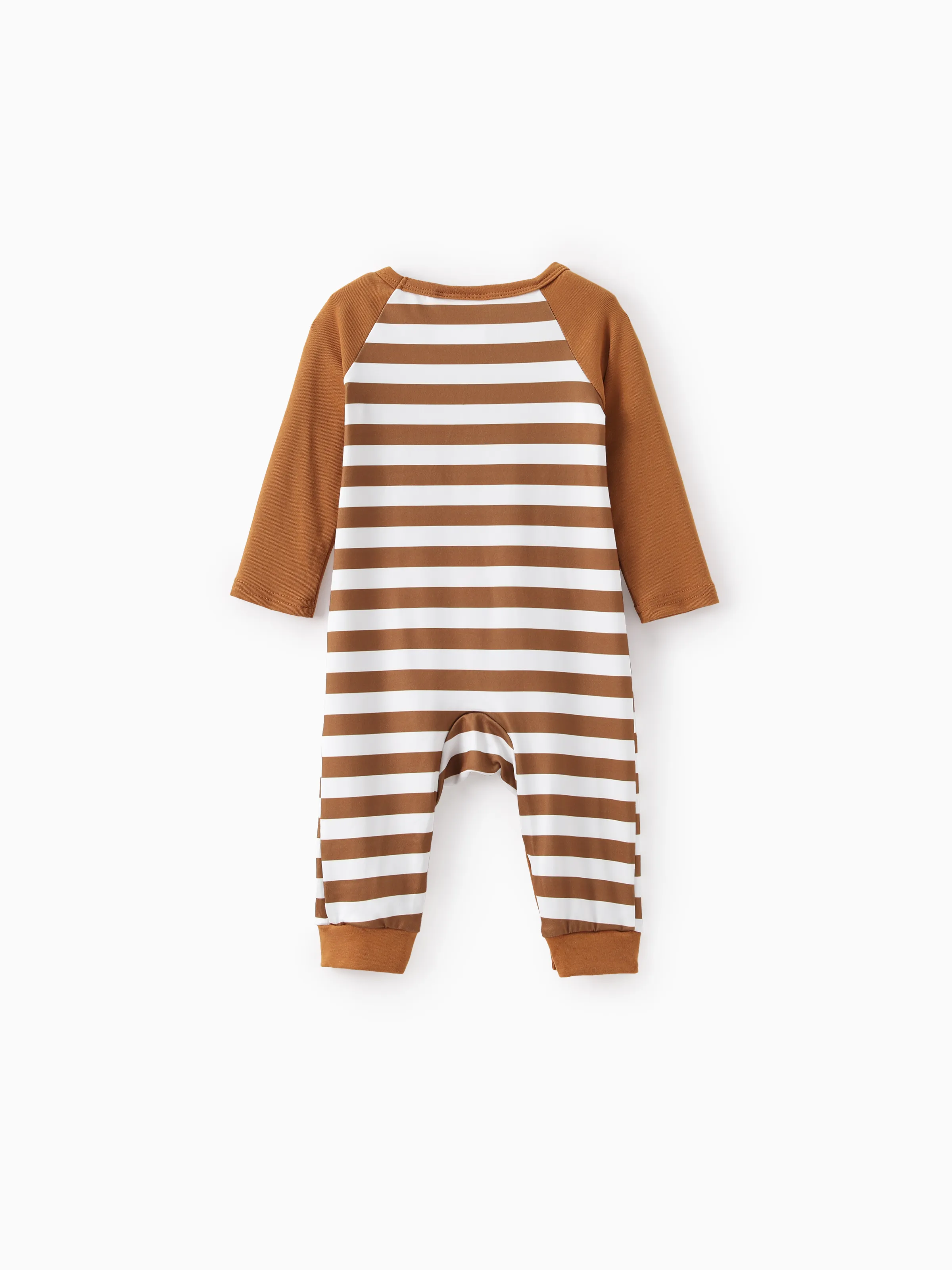 Looney Tunes Baby Boy 1pc Long-sleeve Striped Jumpsuit Brown - Image 2