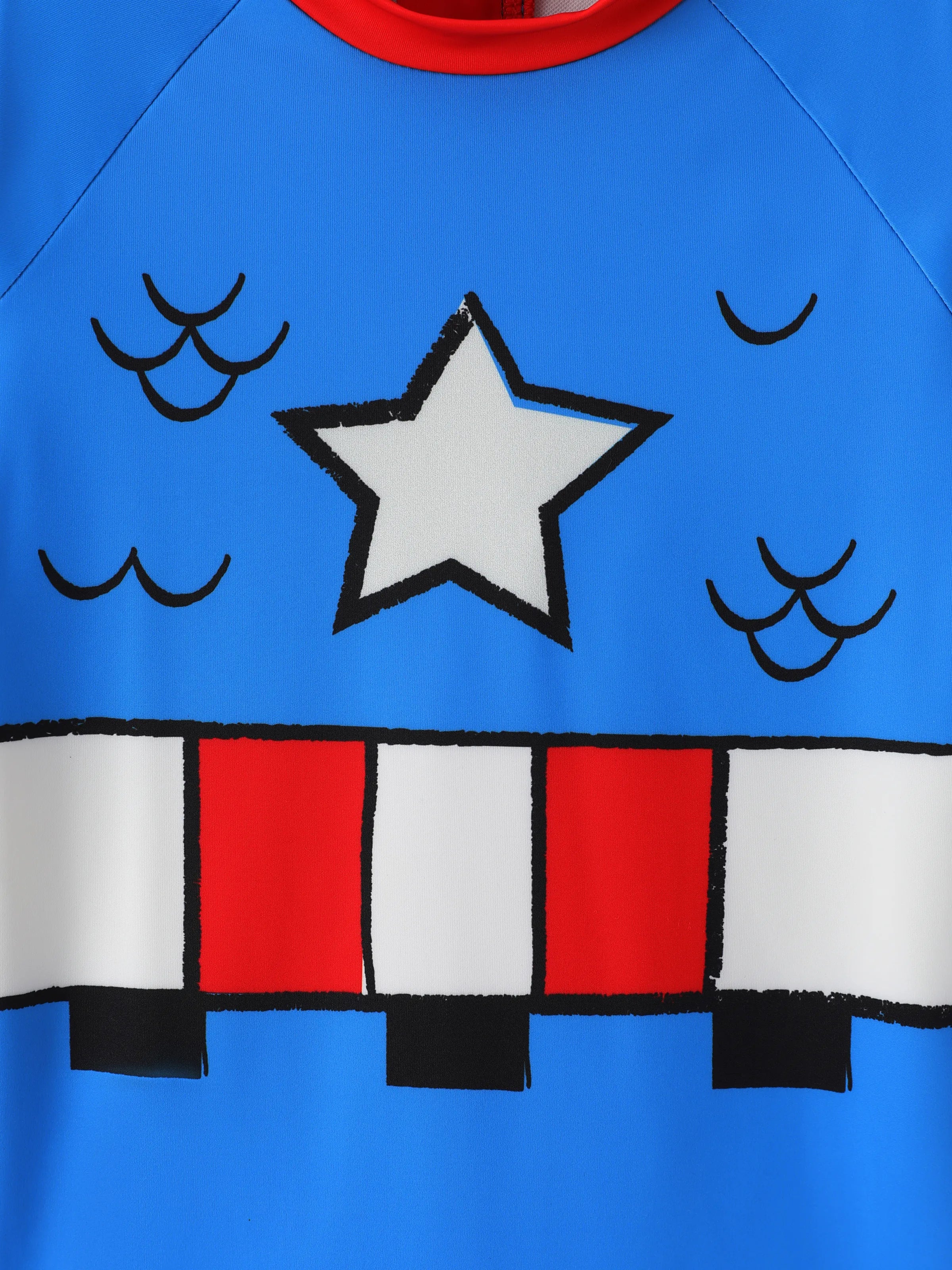 Marvel Baby/Toddler Boy Captain America UPF30+ Star Print Swimsuit  Blue - Image 4