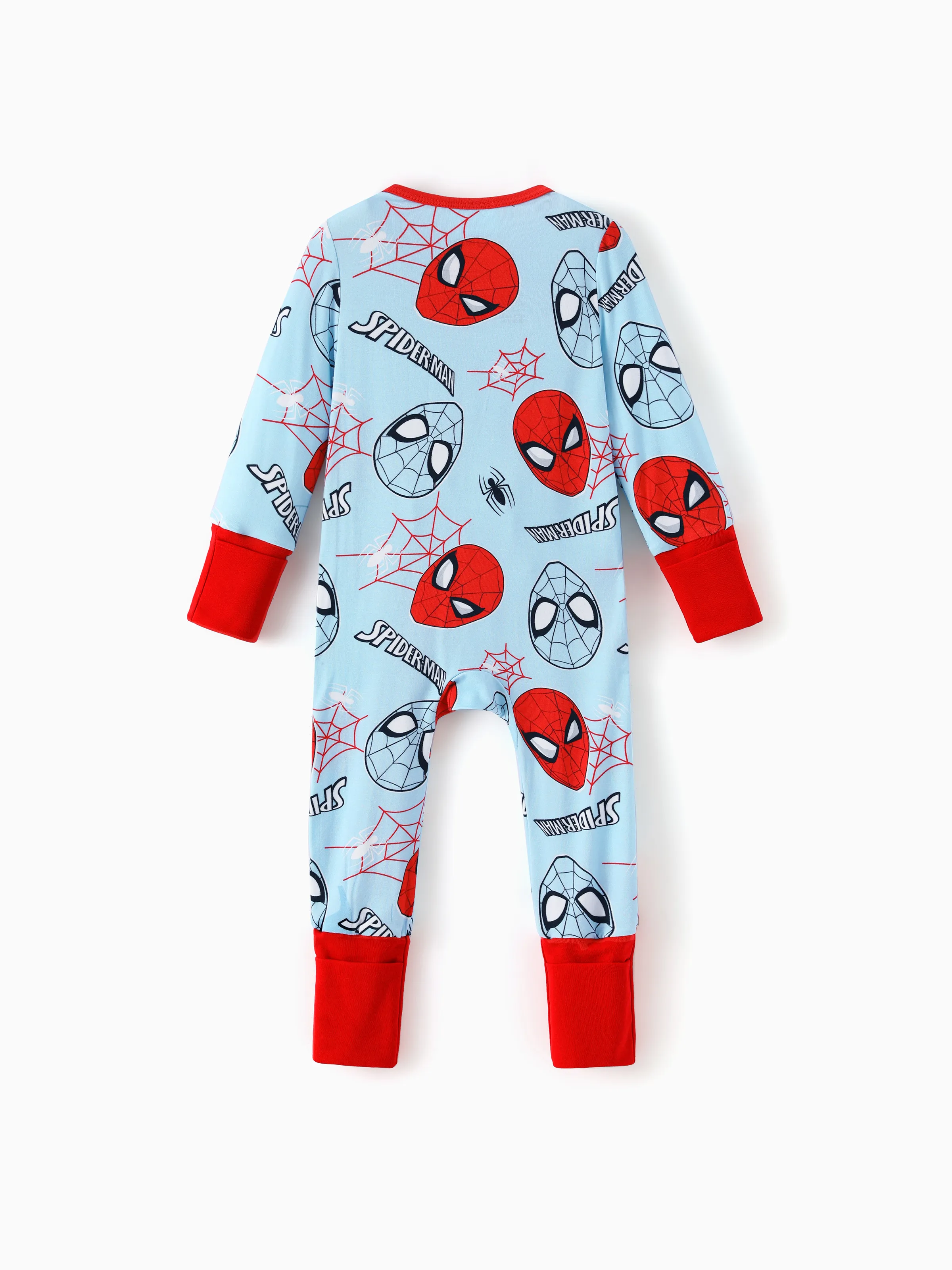 Marvel Bamboo Baby Boy/Girl Spider-Man 2-Way Zip Onesies Anti Slip Long-sleeve Footie Blue - Image 6
