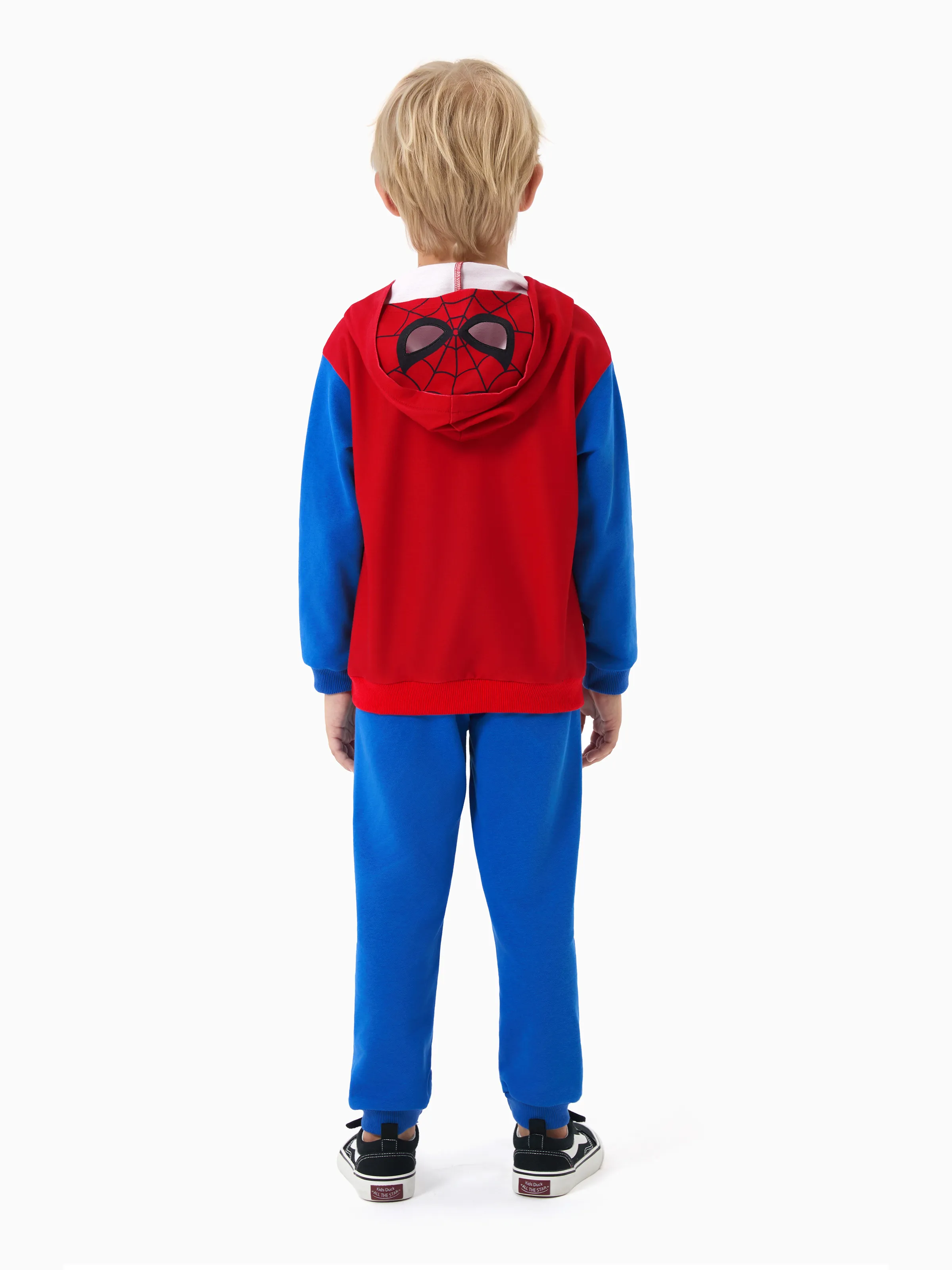 Marvel Toddler/ Kid Boy 2pcs Spider-Man Costume Sweatshirt and Pants Set with Built-in Mask Blue - Image 6