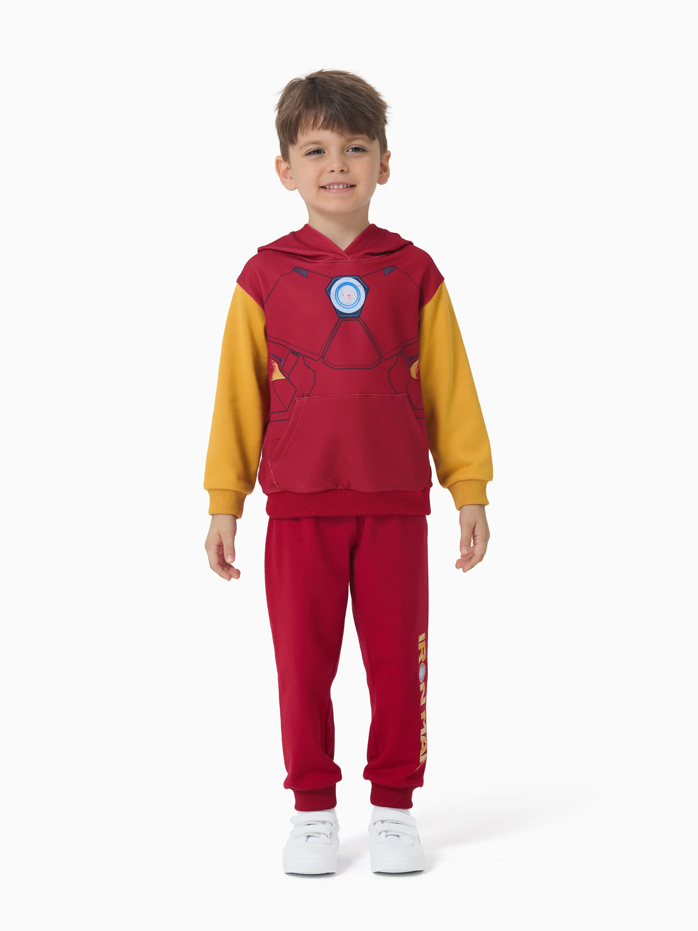Marvel Toddler/ Kid Boy 2pcs Iron Man Costume Sweatshirt and Pants Set with Built-in Mask Burgundy - Image 5