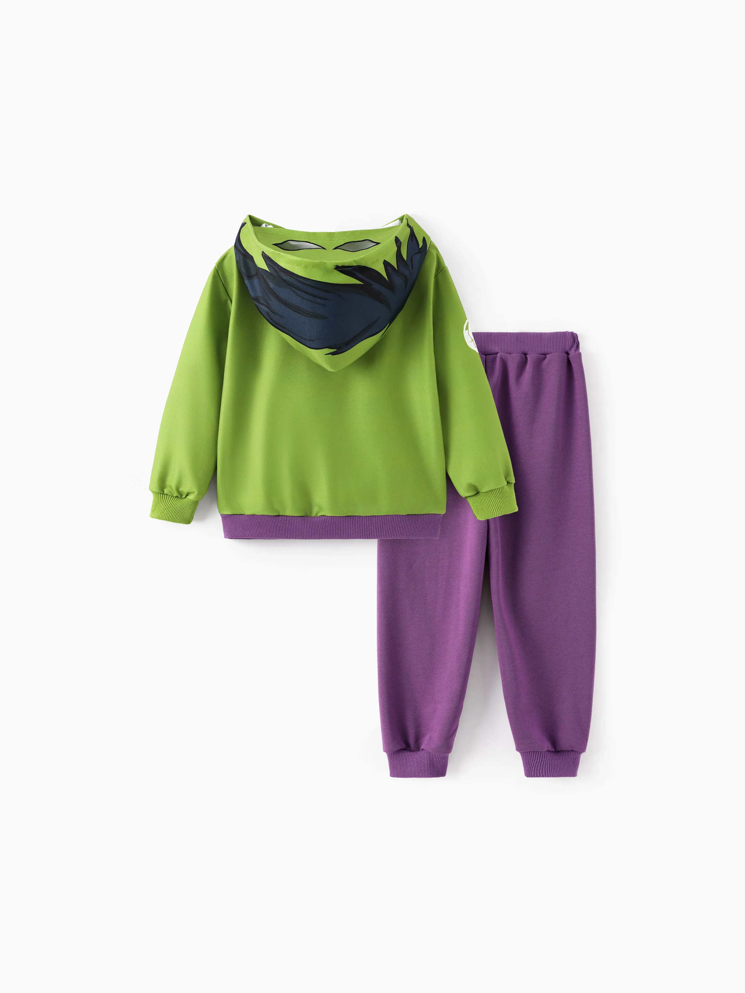 Marvel Toddler/ Kid Boy 2pcs Green Hulk Costume Sweatshirt and Pants Set with Built-in Mask Green - Image 3