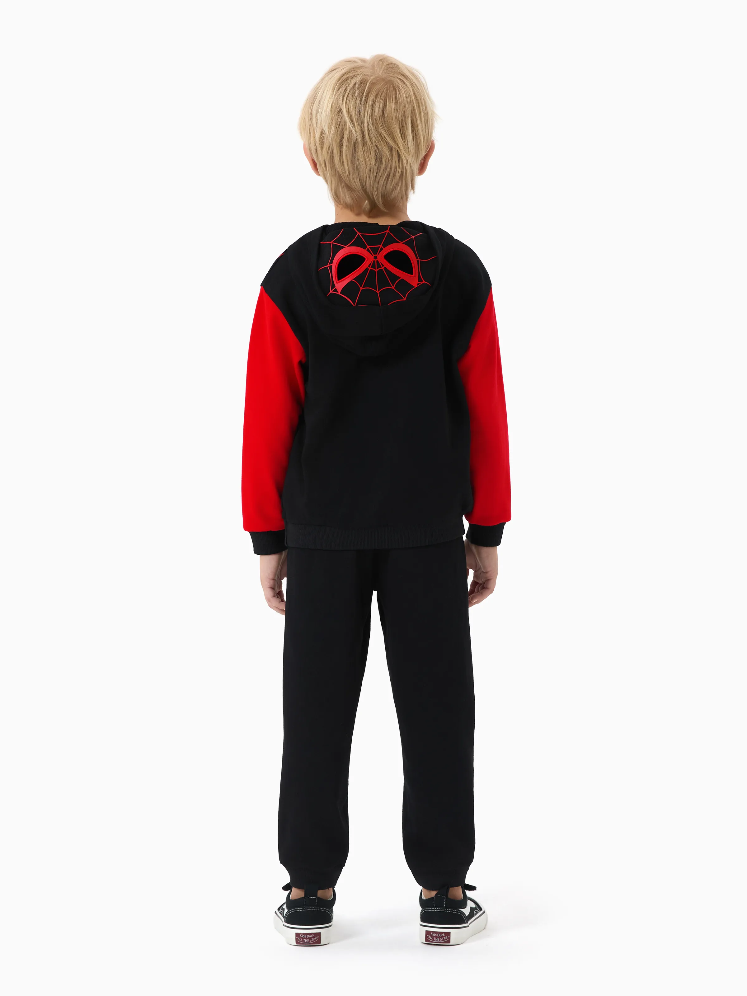 Marvel Toddler/ Kid Boy 2pcs Spider-Man Costume Sweatshirt and Pants Set with Built-in Mask Red - Image 6