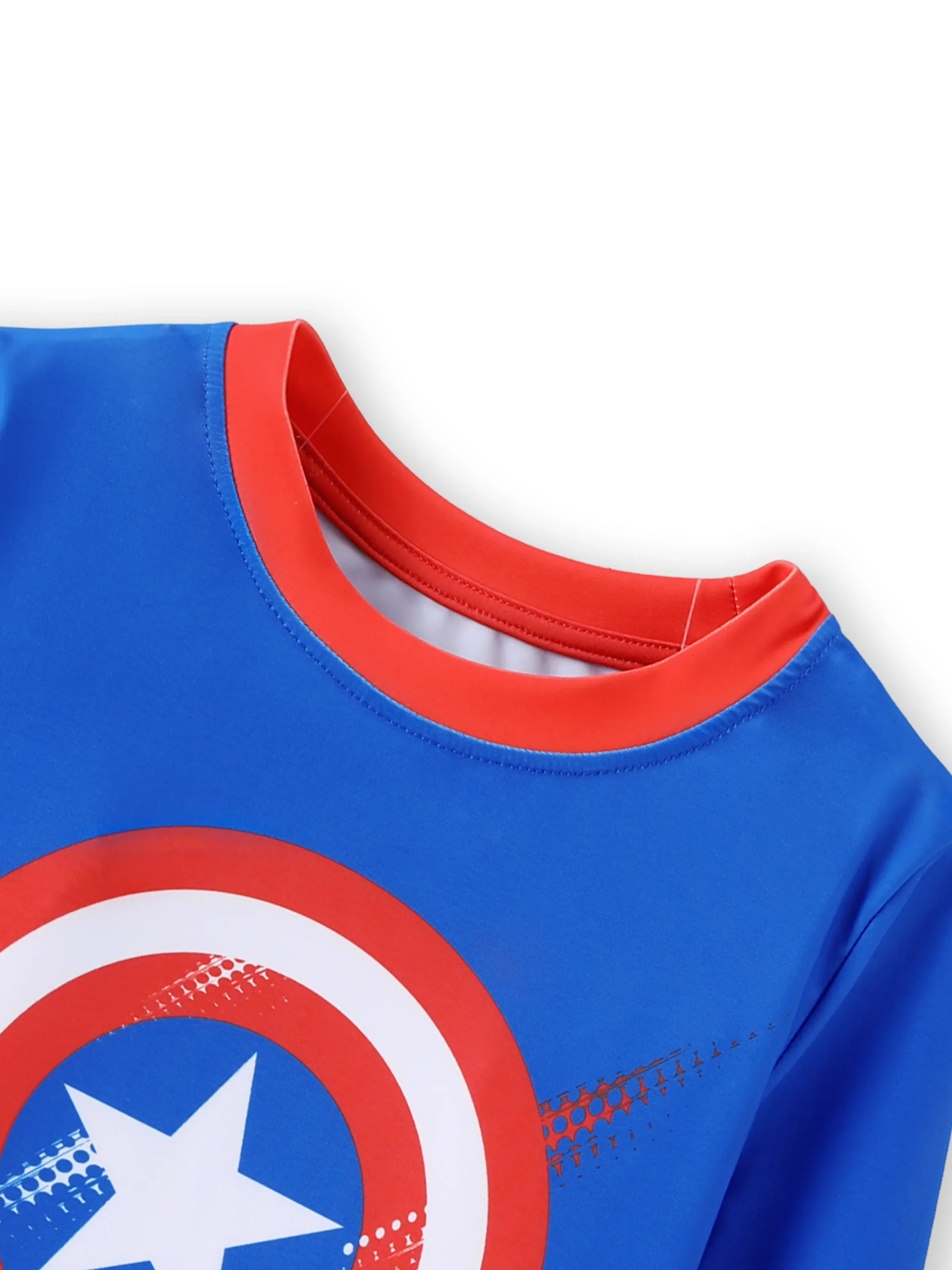 Marvel Toddler/Kid Boy 2pcs Captain America UPF50+ Allover Print Tops and Trunks Swimsuit Set Blue - Image 6