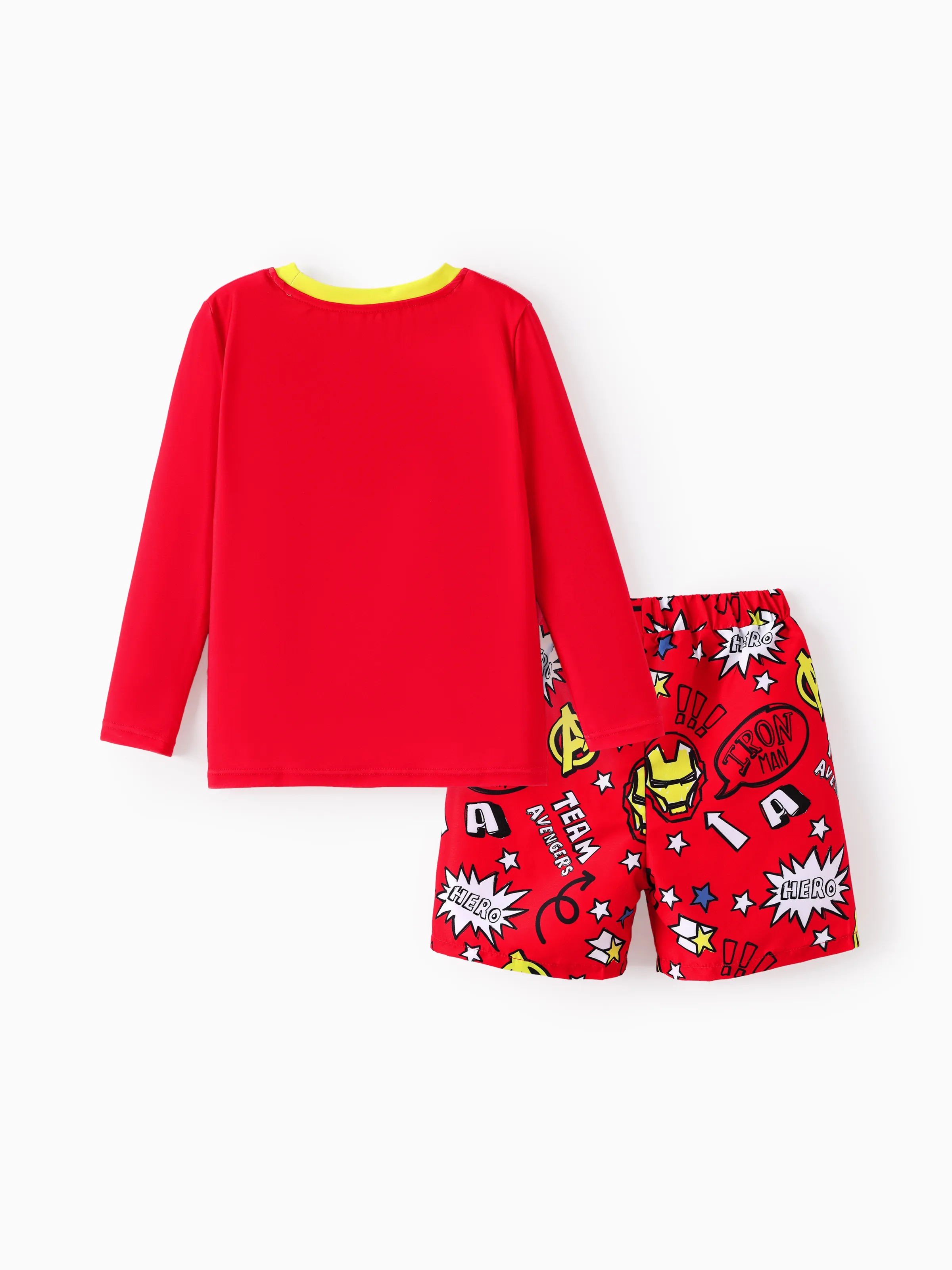 Marvel Toddler/Kid Boy 2pcs Iron Man UPF50+ Allover Print Tops and Trunks Swimsuit Set Red - Image 3