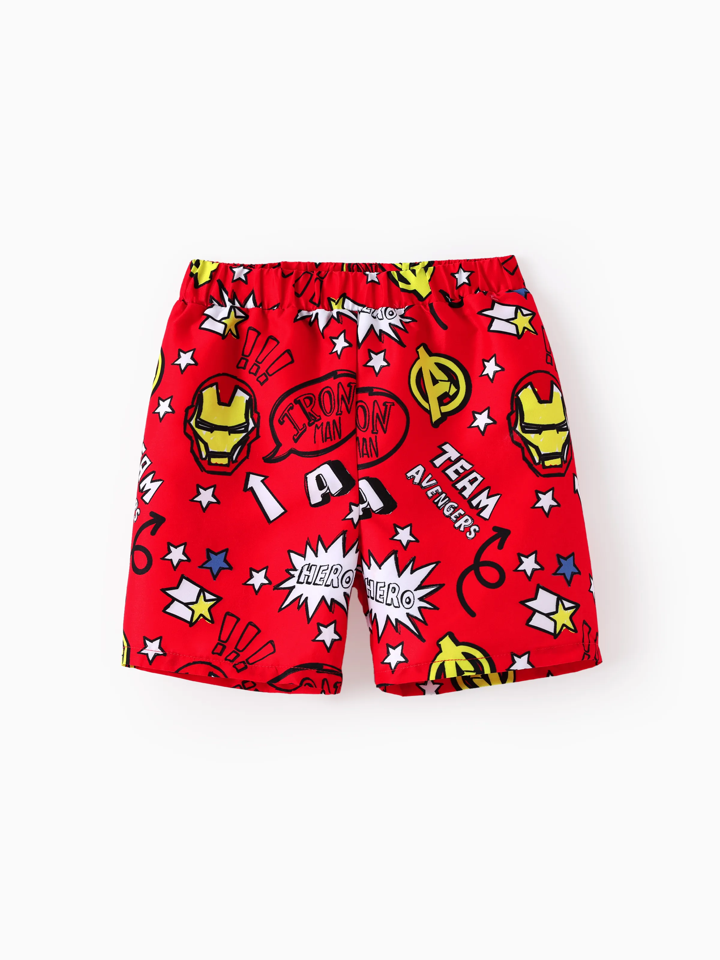 Marvel Toddler/Kid Boy 2pcs Iron Man UPF50+ Allover Print Tops and Trunks Swimsuit Set Red - Image 9