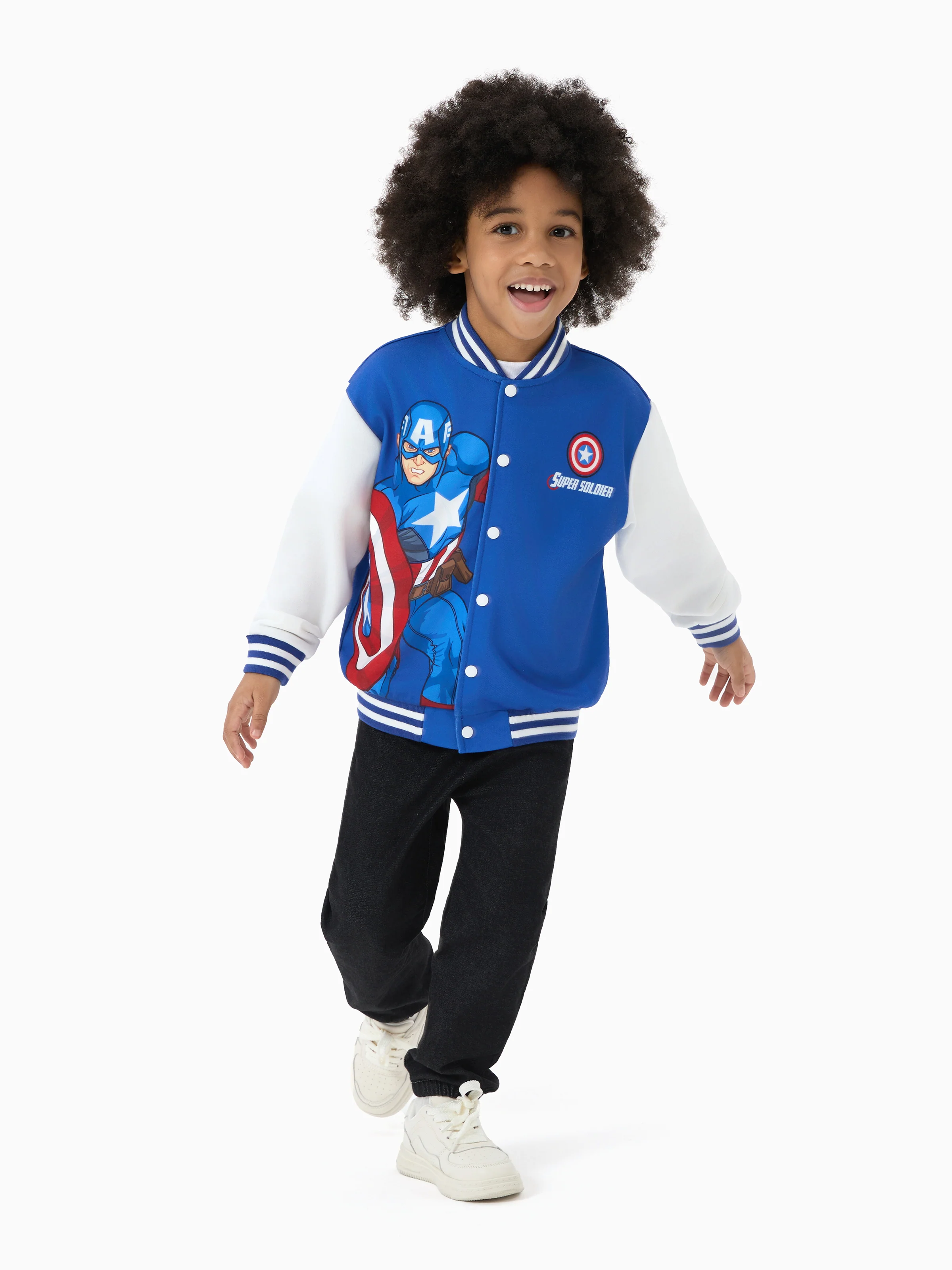 Marvel Toddler/Kids Boy Captain America Colorblock Bomber Jacket Blue - Image 4