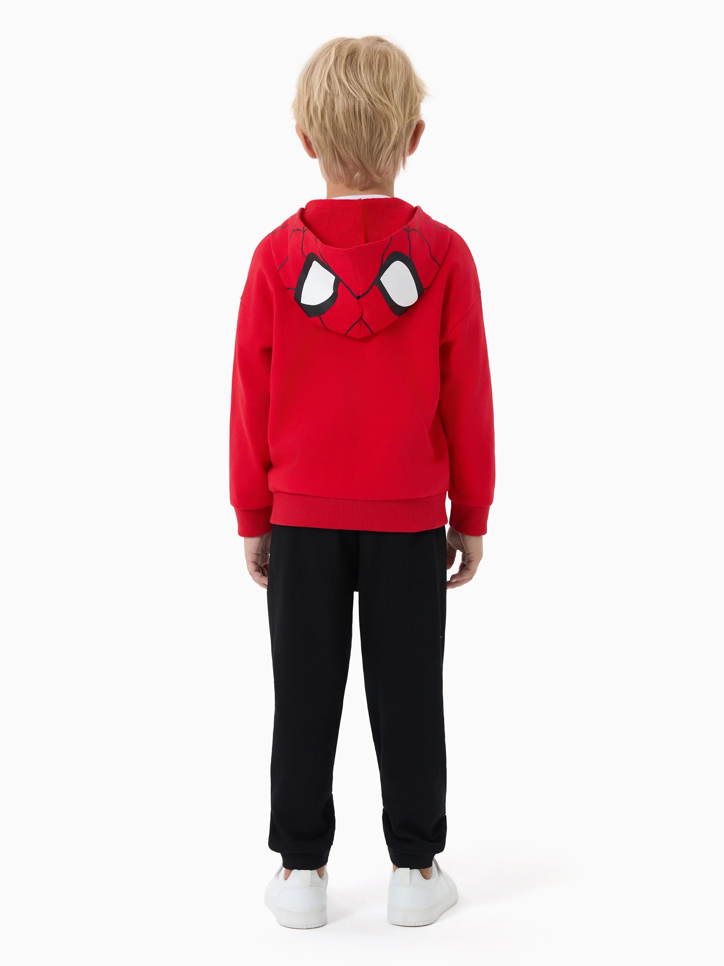 Marvel Toddler/Kids Boy Spider-Man Mask Pattern Zipper Kangaroo Pocket hooded Jacket Red - Image 4