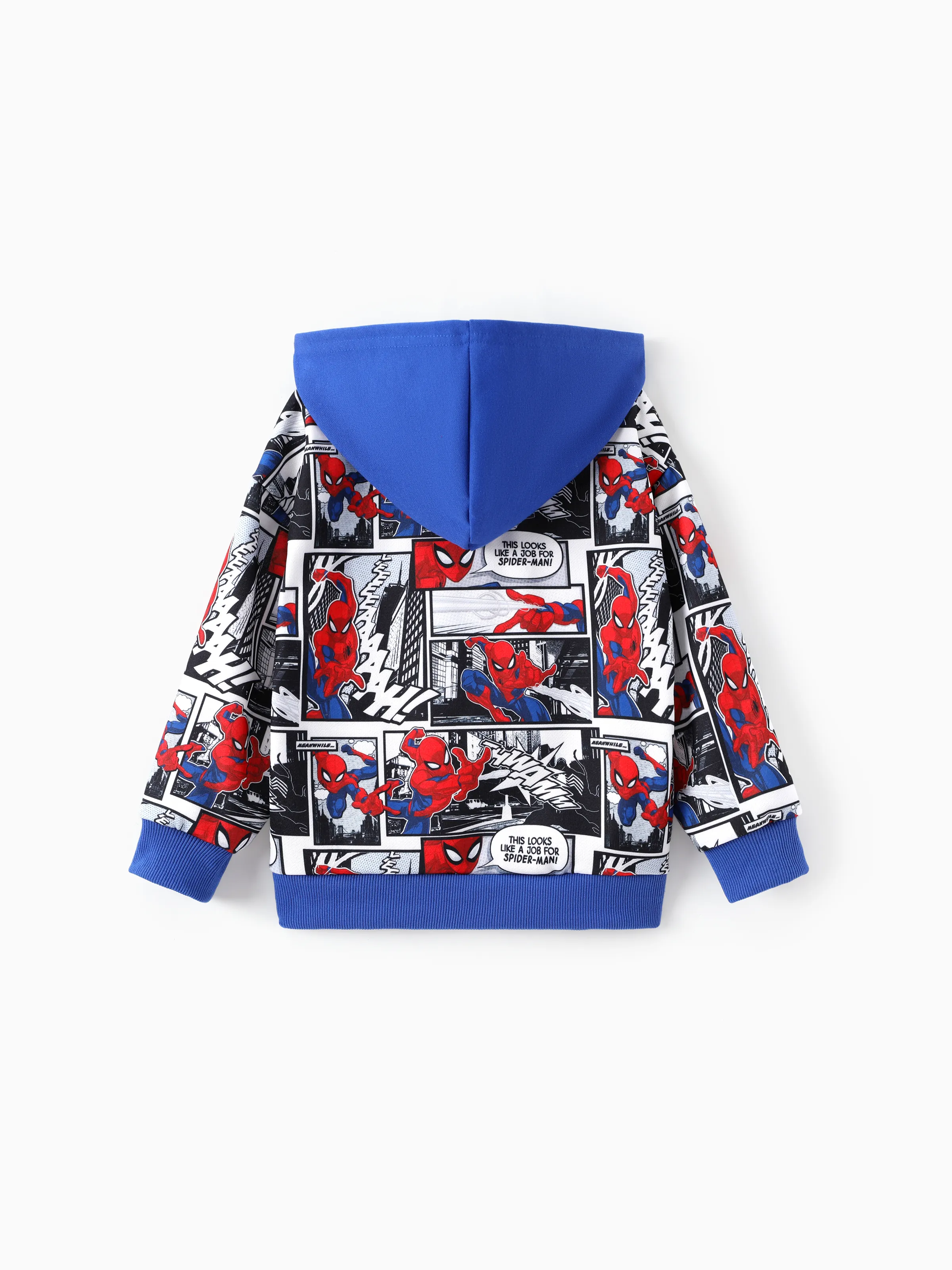 Marvel Toddler/Kids Boy Spider-Man Zipper Kangaroo Pocket hooded Jacket Blue - Image 3
