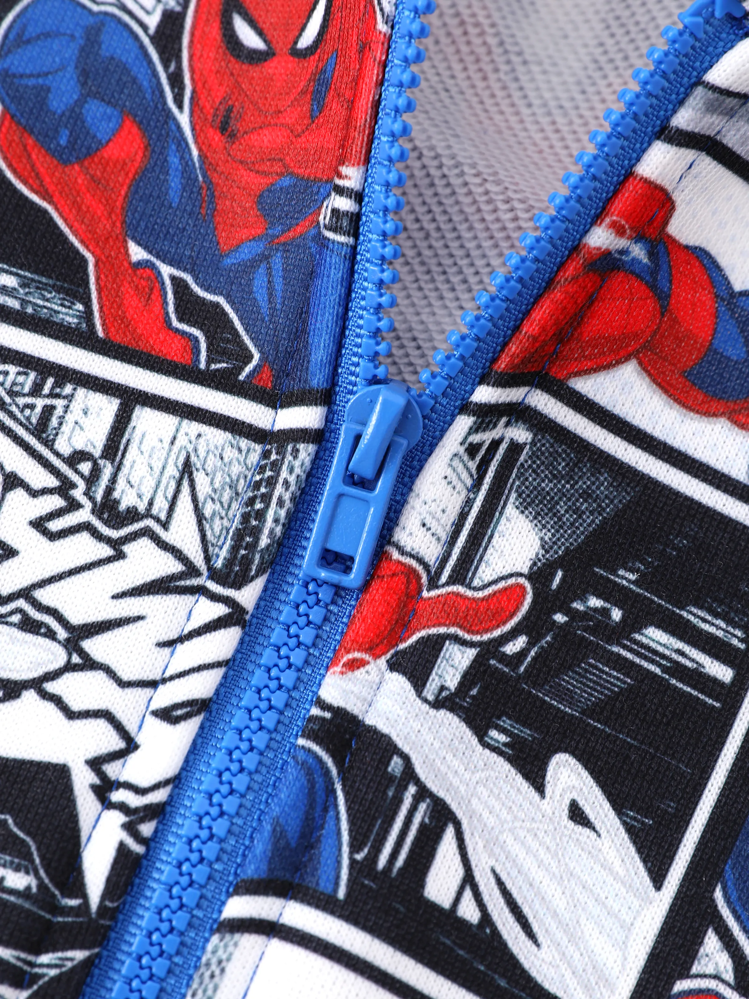 Marvel Toddler/Kids Boy Spider-Man Zipper Kangaroo Pocket hooded Jacket Blue - Image 6