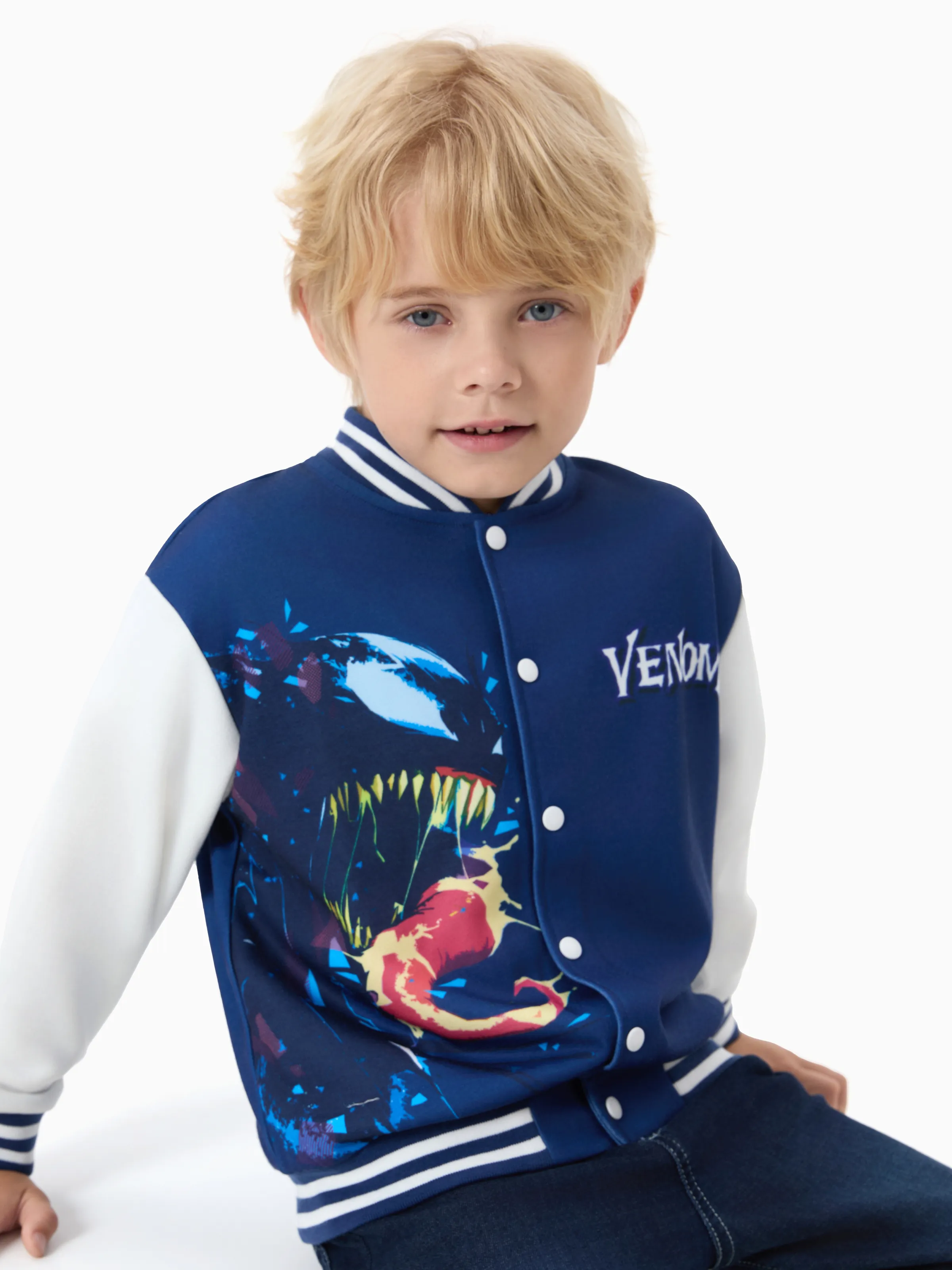 Marvel Toddler/Kids Boy Venom Colorblock Character Graphic Bomber Jacket Deep Blue - Image 4