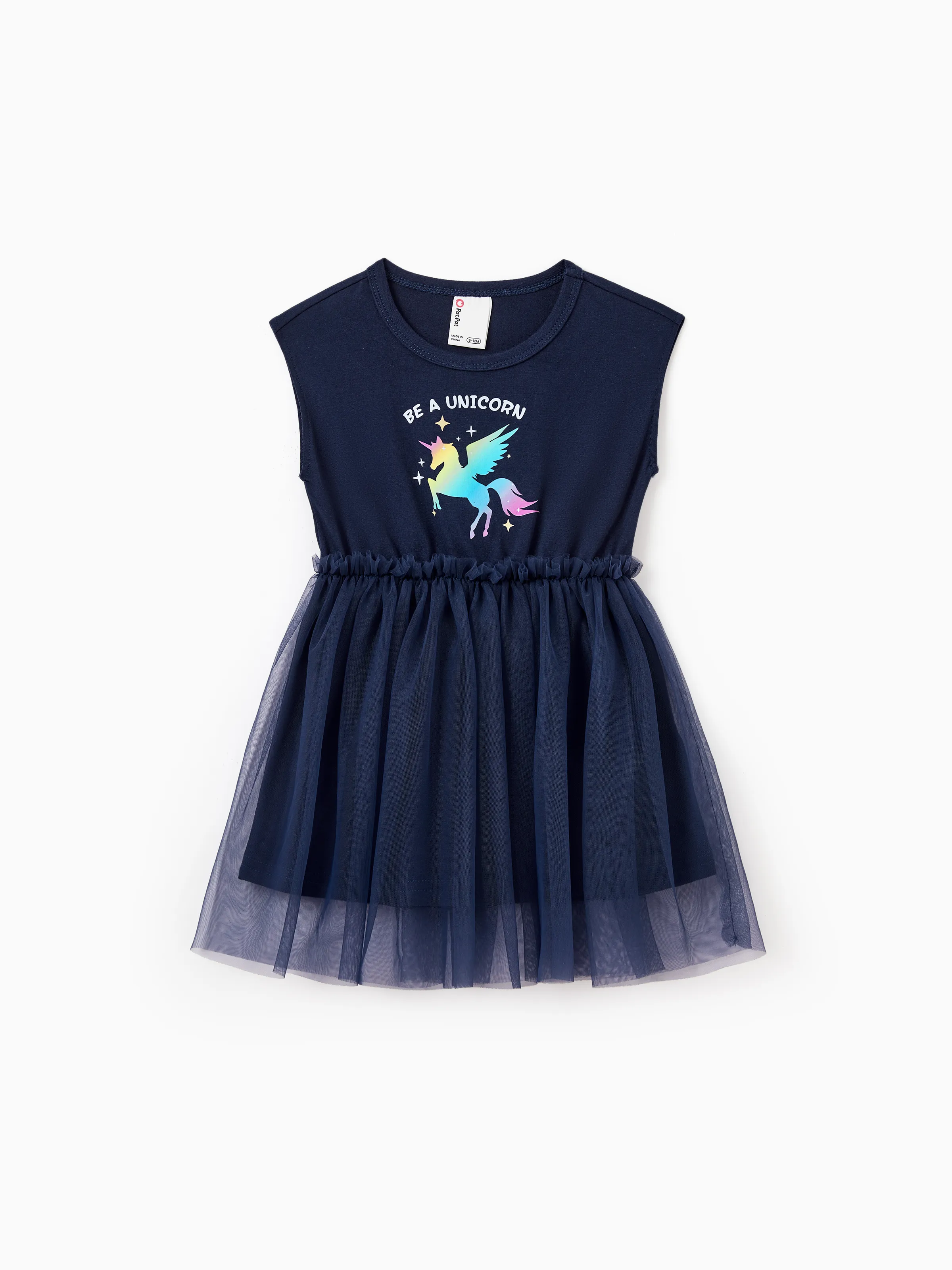 Matching Cotton Dresses for Mommy & Me Unicorn Print with Tulle Skirt for Girls, Knotted Dress for Mom, Perfect for Family Outings & Photos Deep Blue - Image 12