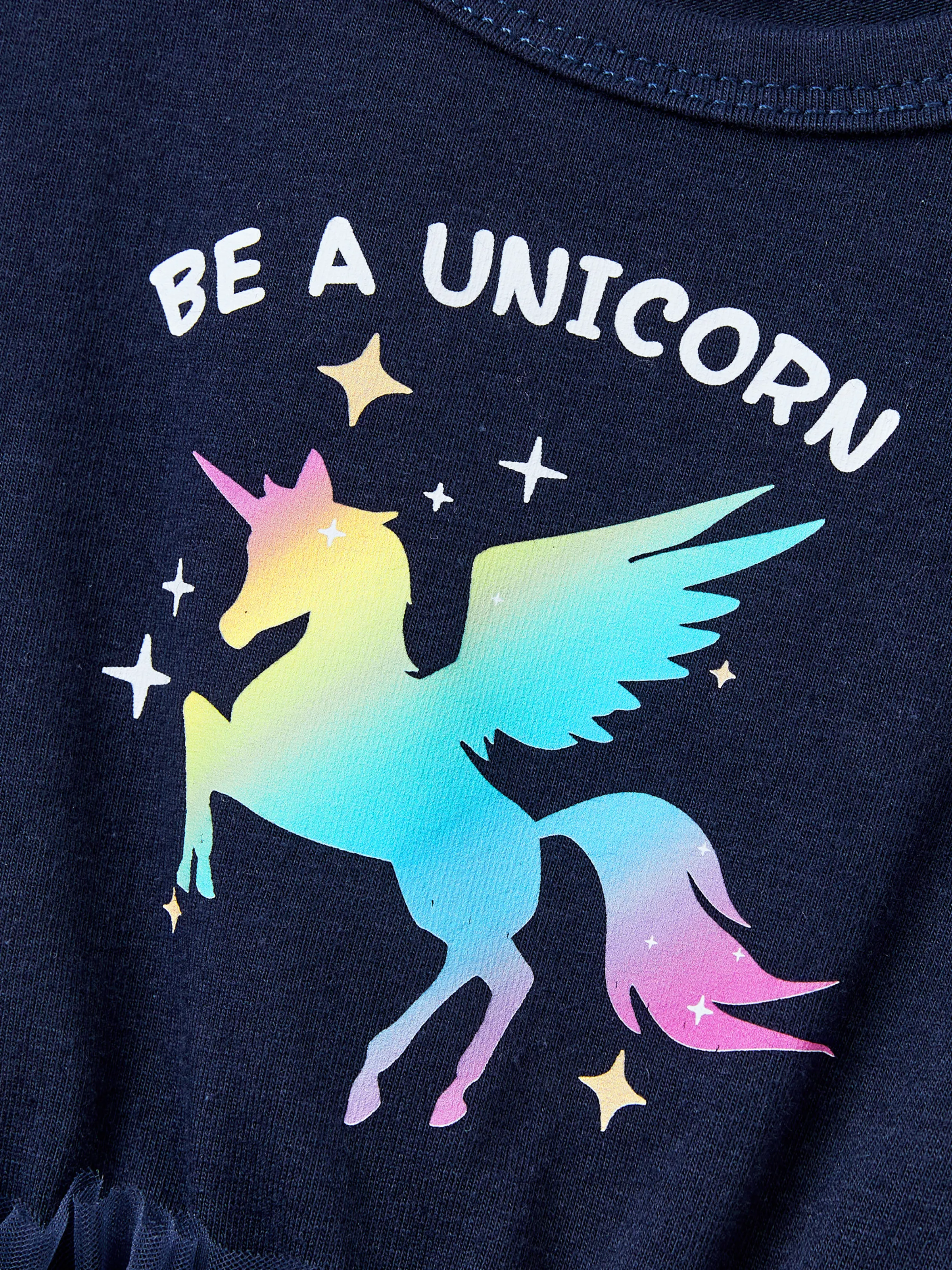 Matching Cotton Dresses for Mommy & Me Unicorn Print with Tulle Skirt for Girls, Knotted Dress for Mom, Perfect for Family Outings & Photos Deep Blue - Image 15