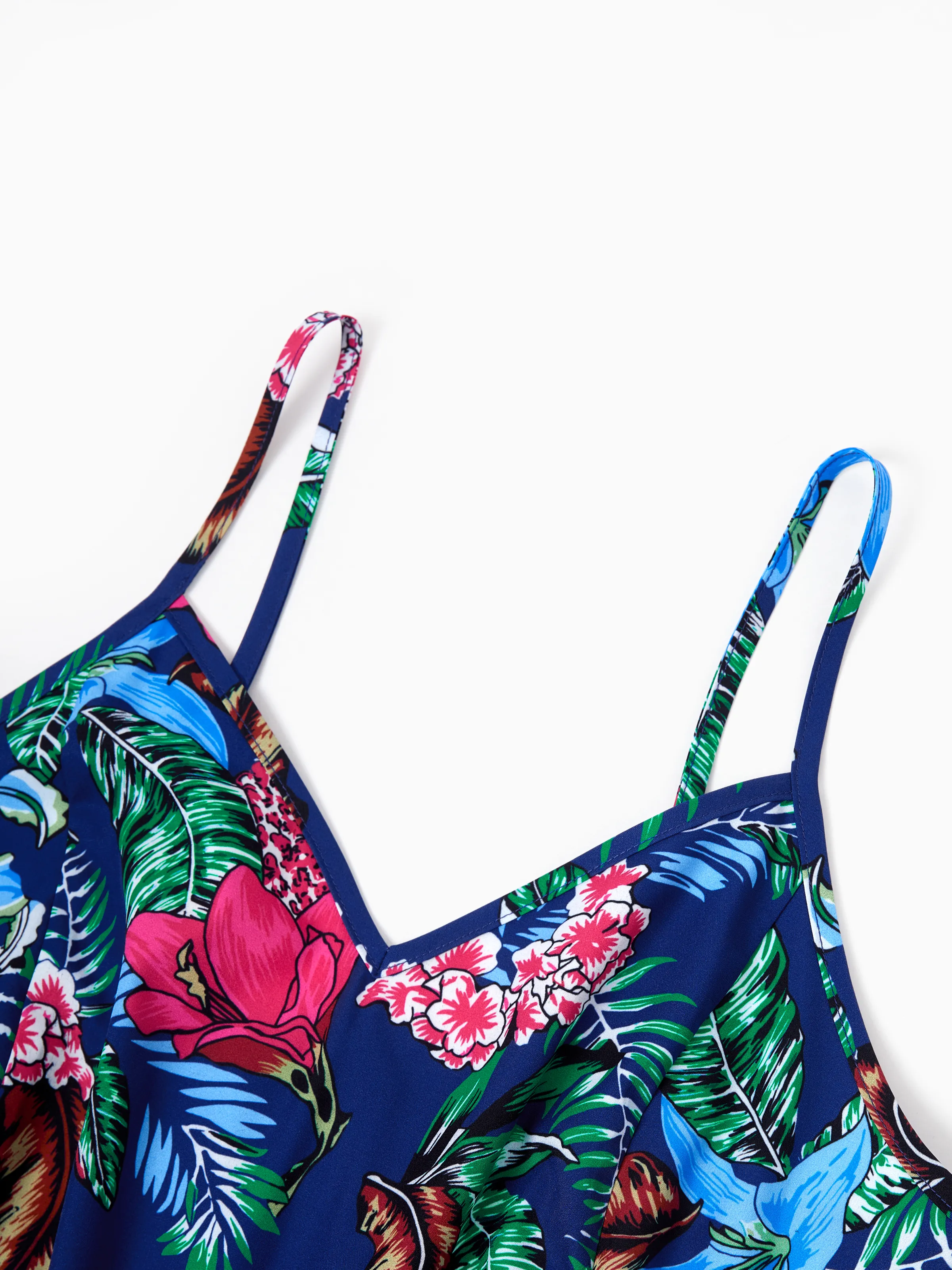 Matching Family Floral Print Sleeveless Cami Jumpsuit for Mommy & Me  Deep Blue - Image 5