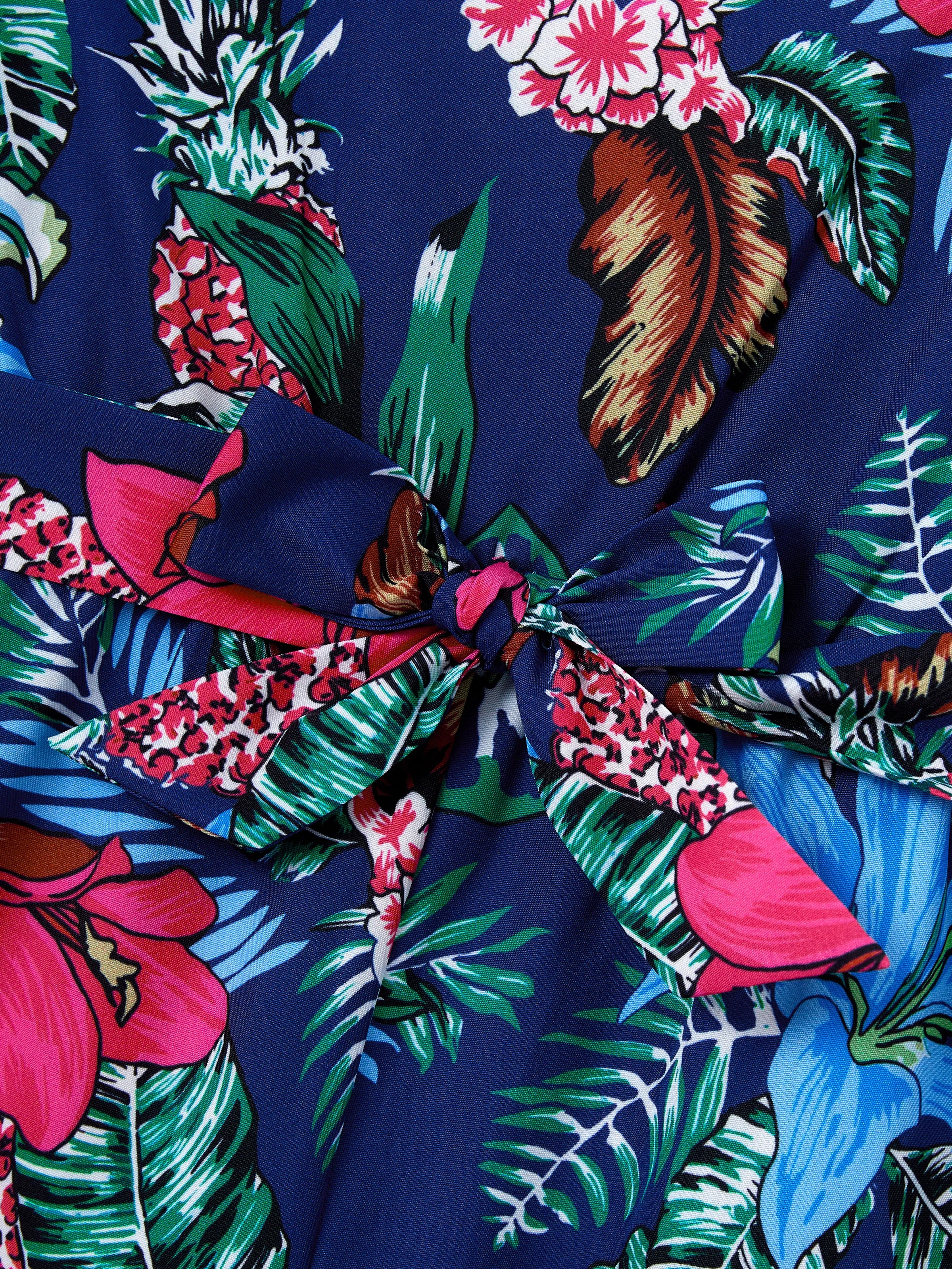 Matching Family Floral Print Sleeveless Cami Jumpsuit for Mommy & Me  Deep Blue - Image 8