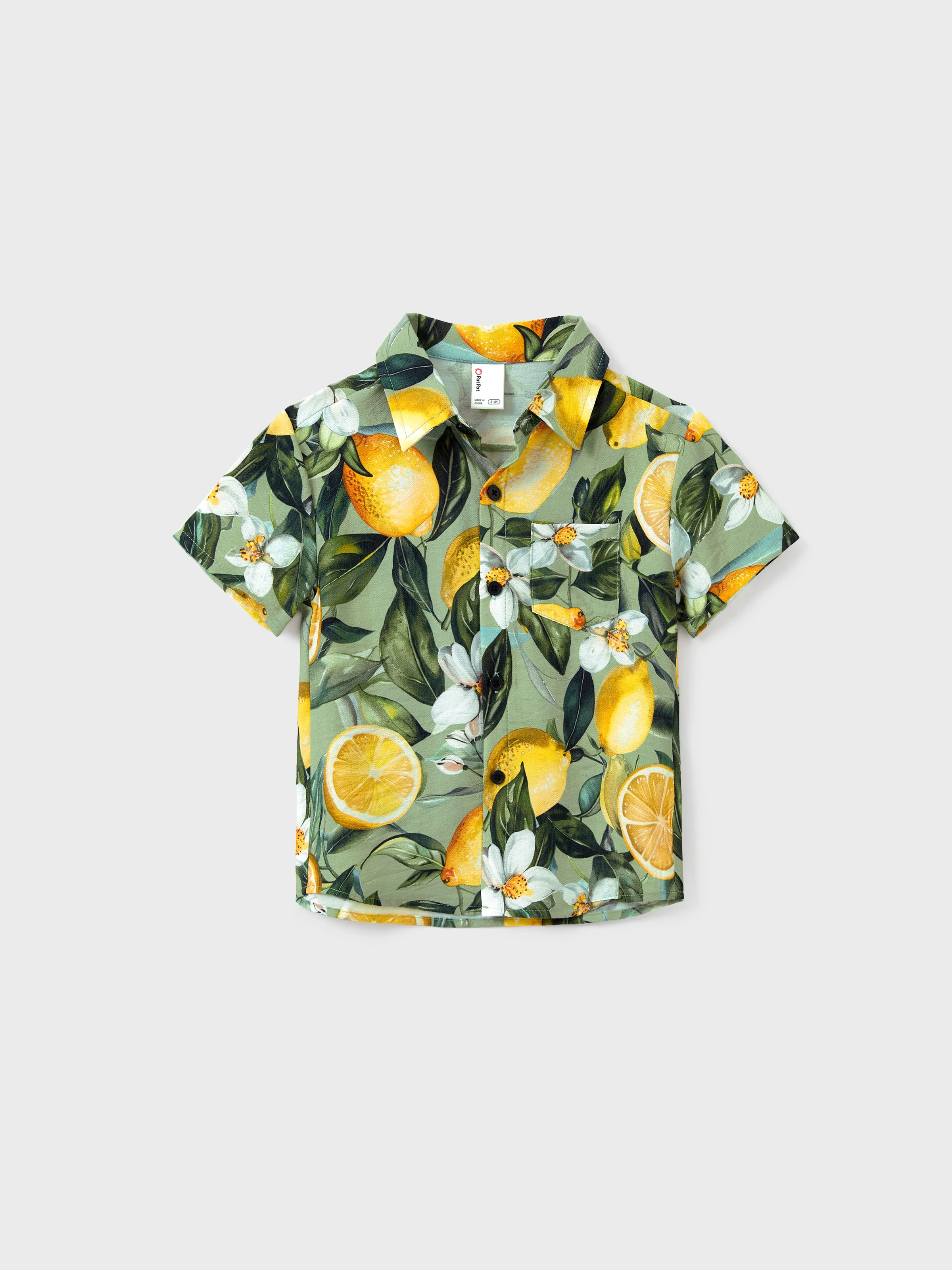 Matching Family Outfits Lemon Print Hawaiian Shirts & Summer Dresses Tropical Vacation Clothes for Men, Women & Kids Green - Image 23