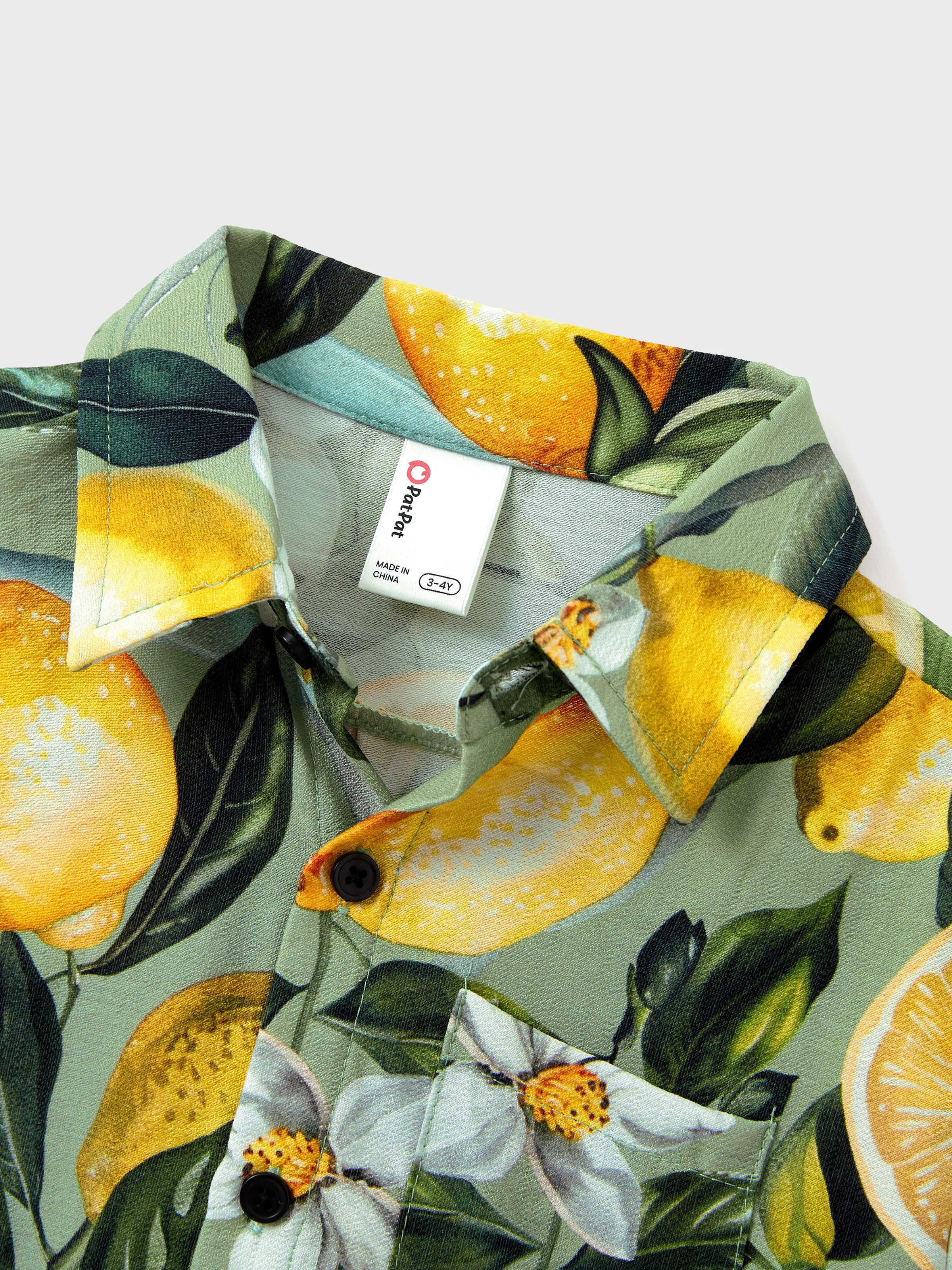 Matching Family Outfits Lemon Print Hawaiian Shirts & Summer Dresses Tropical Vacation Clothes for Men, Women & Kids Green - Image 25