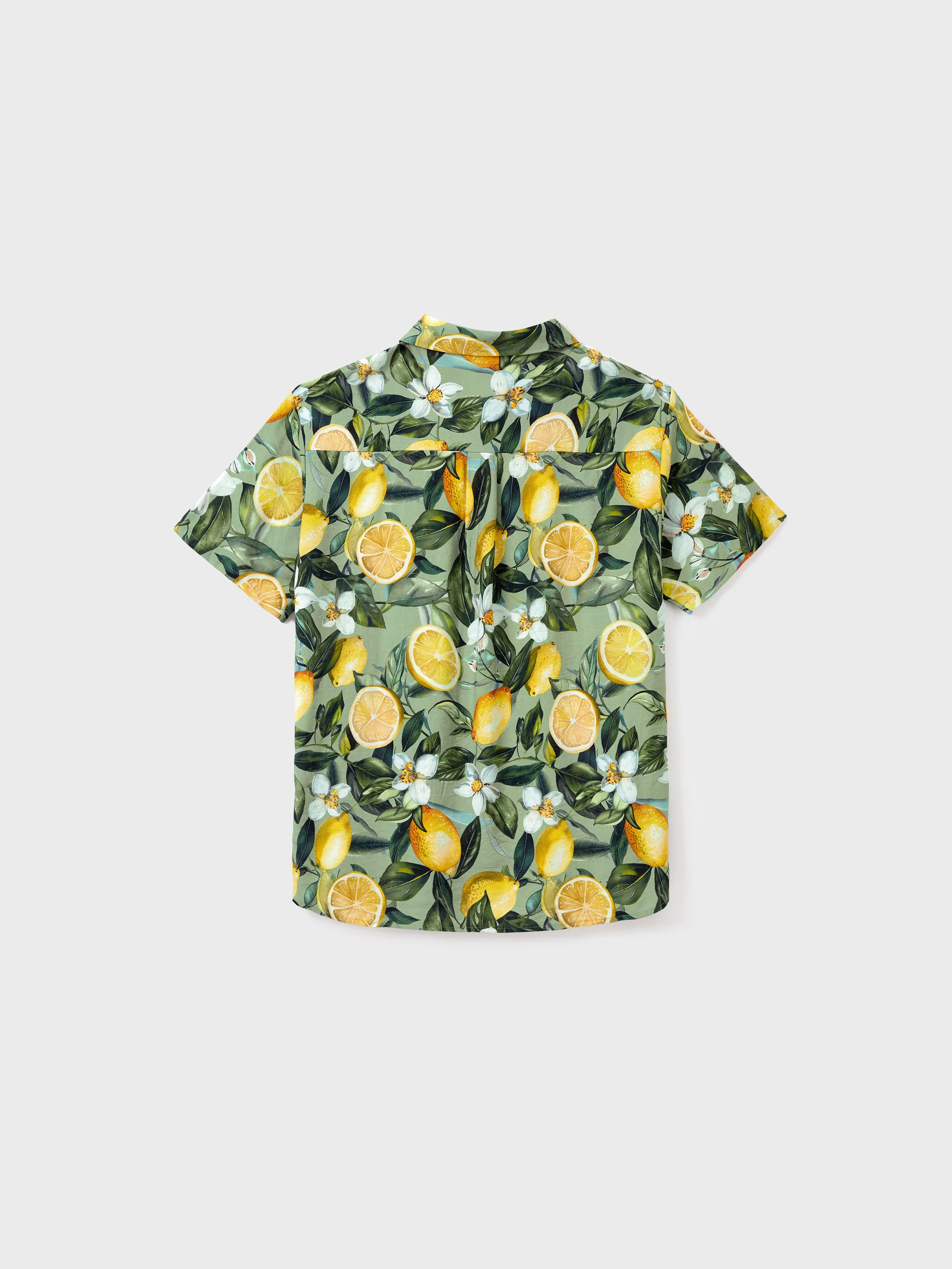 Matching Family Outfits Lemon Print Hawaiian Shirts & Summer Dresses Tropical Vacation Clothes for Men, Women & Kids Green - Image 31