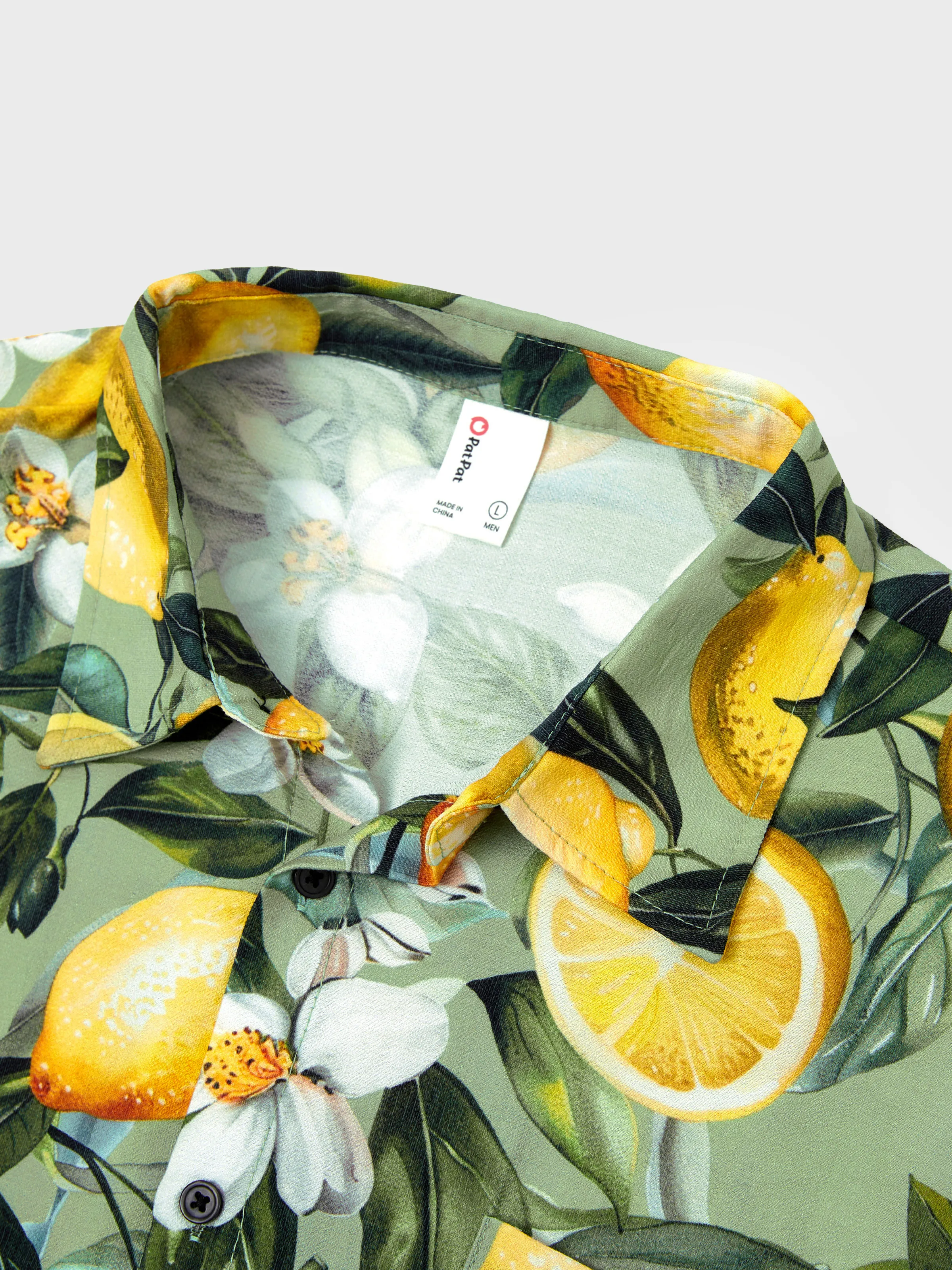 Matching Family Outfits Lemon Print Hawaiian Shirts & Summer Dresses Tropical Vacation Clothes for Men, Women & Kids Green - Image 32
